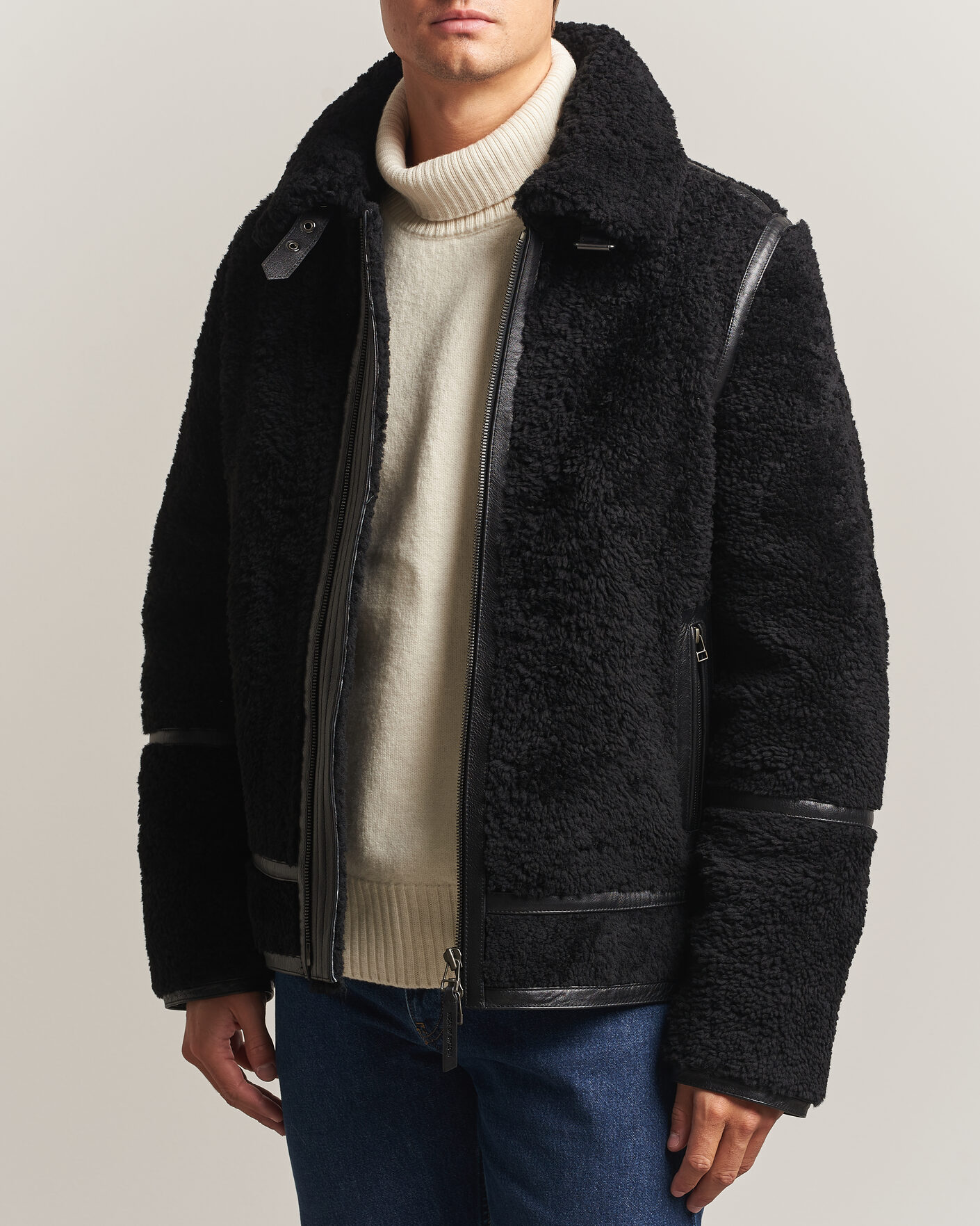 Uomini | Giacche | Tiger of Sweden | Viggo Shearling Jacket Black