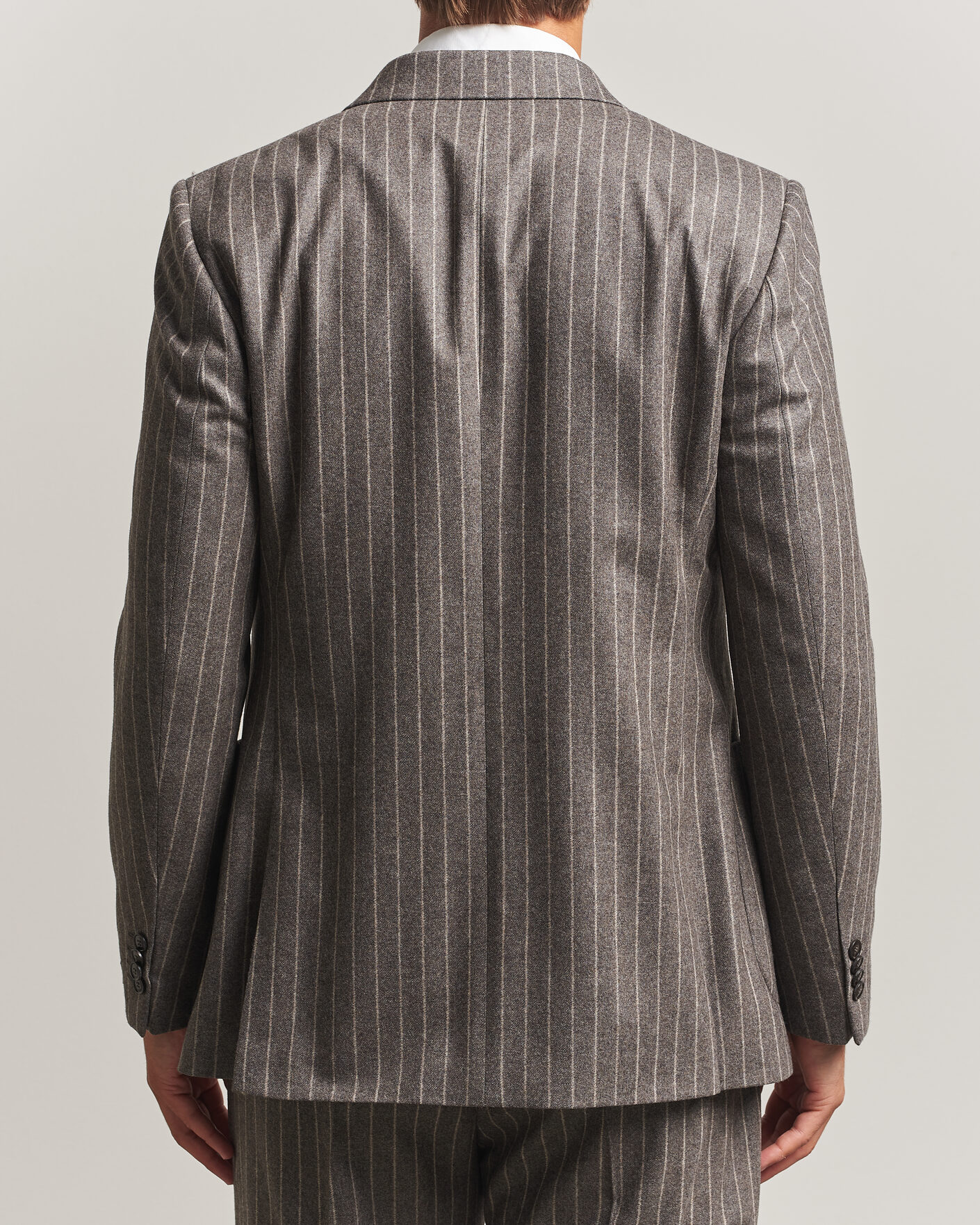 Uomini | Blazers | Tiger of Sweden | Joachim Wool Double Breasted Pinstriped Blazer Grey Brown