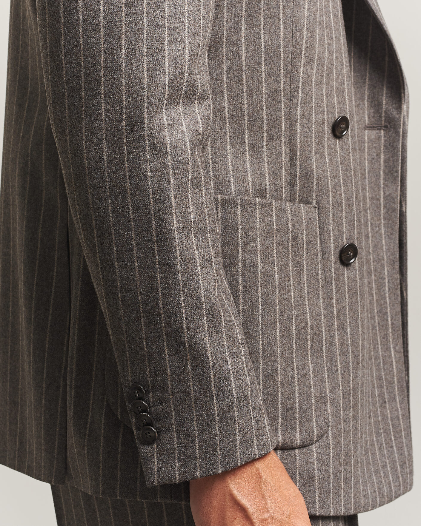 Uomini | Blazers | Tiger of Sweden | Joachim Wool Double Breasted Pinstriped Blazer Grey Brown