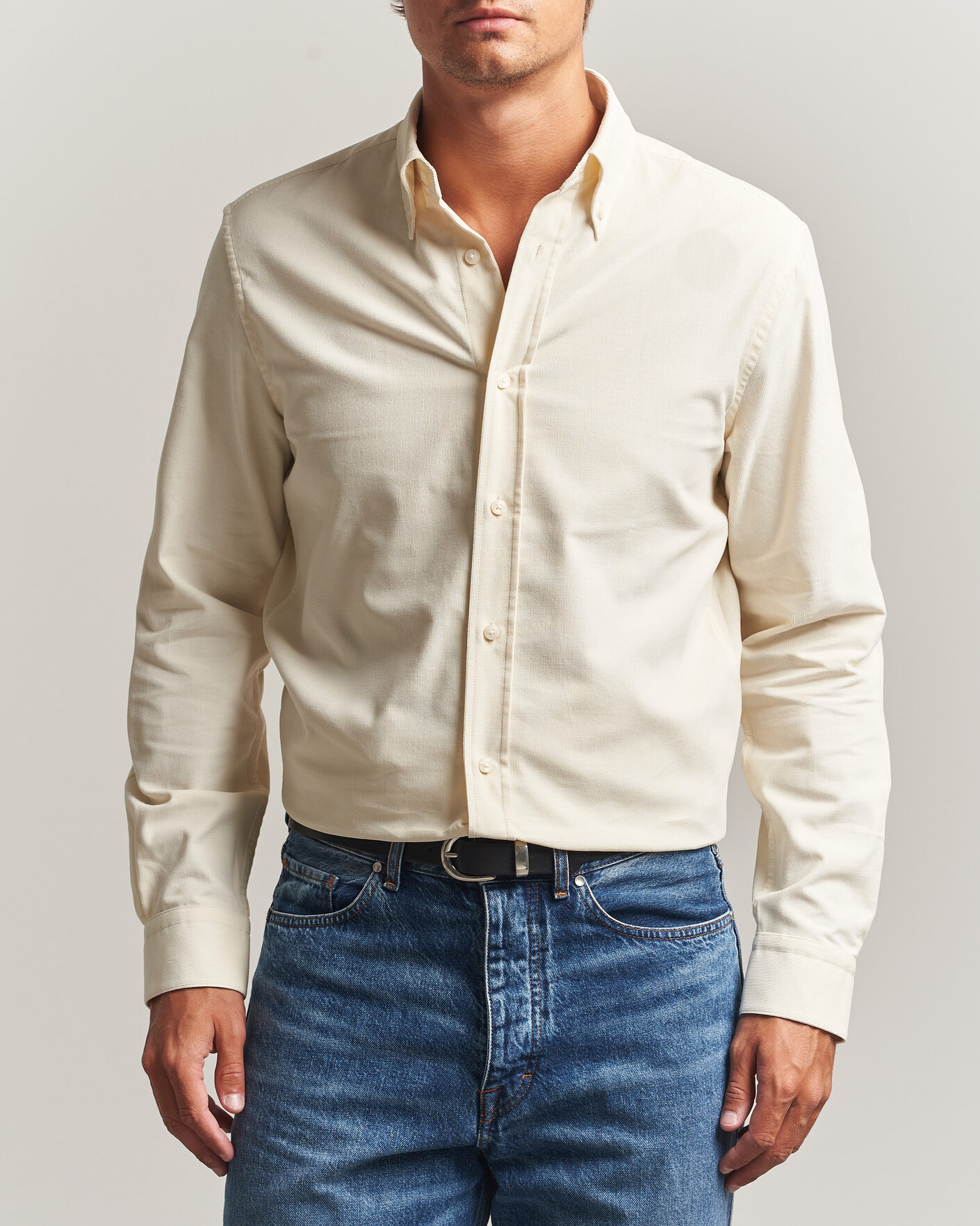 Uomini | Camicie | Tiger of Sweden | Bjorn Corduroy Shirt Cream White