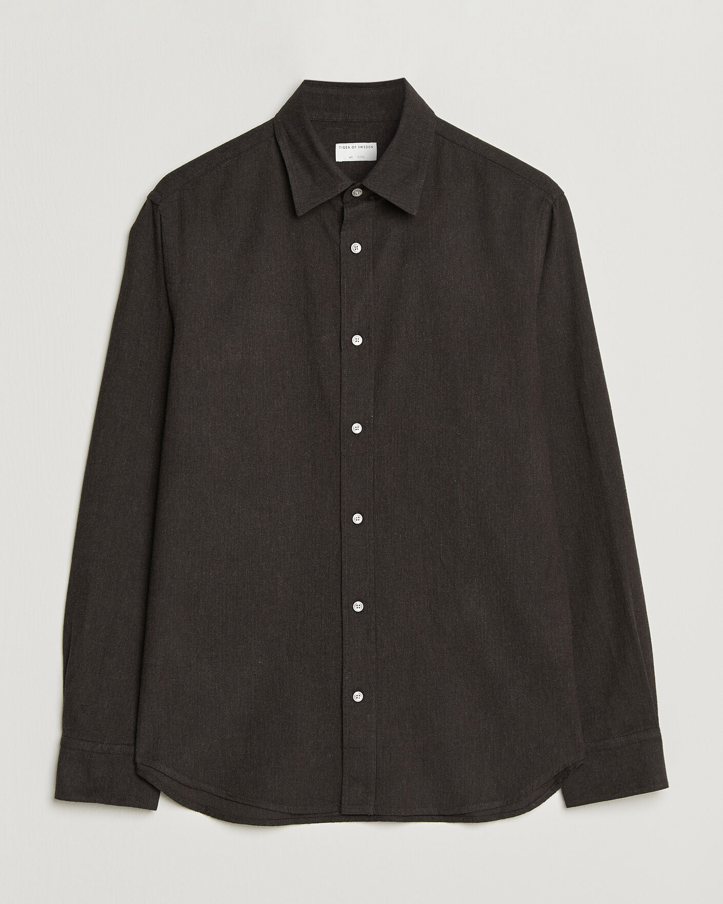 Uomini | Camicie | Tiger of Sweden | Bjorn Brushed Cotton Shirt Espresso
