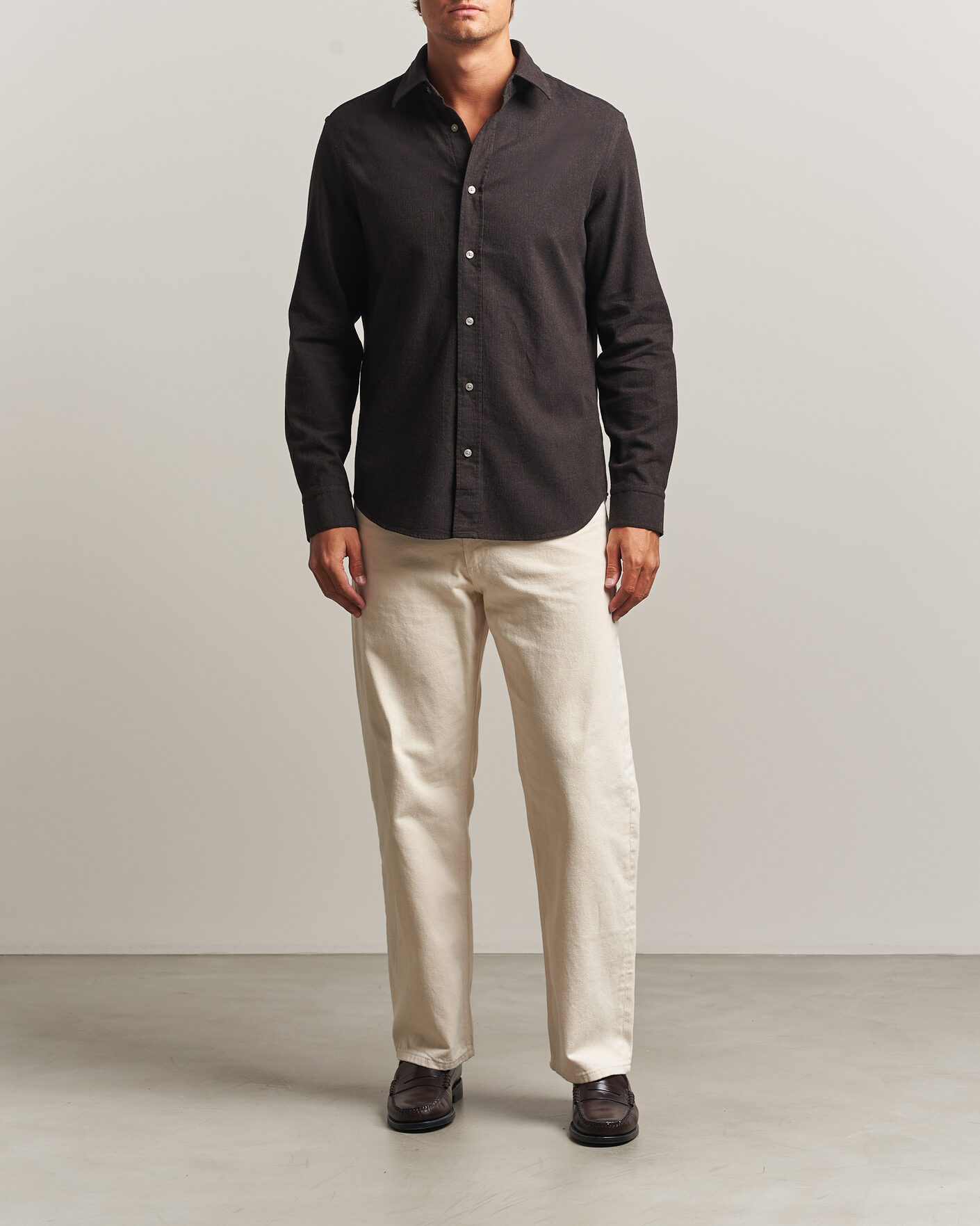Uomini | Camicie | Tiger of Sweden | Bjorn Brushed Cotton Shirt Espresso