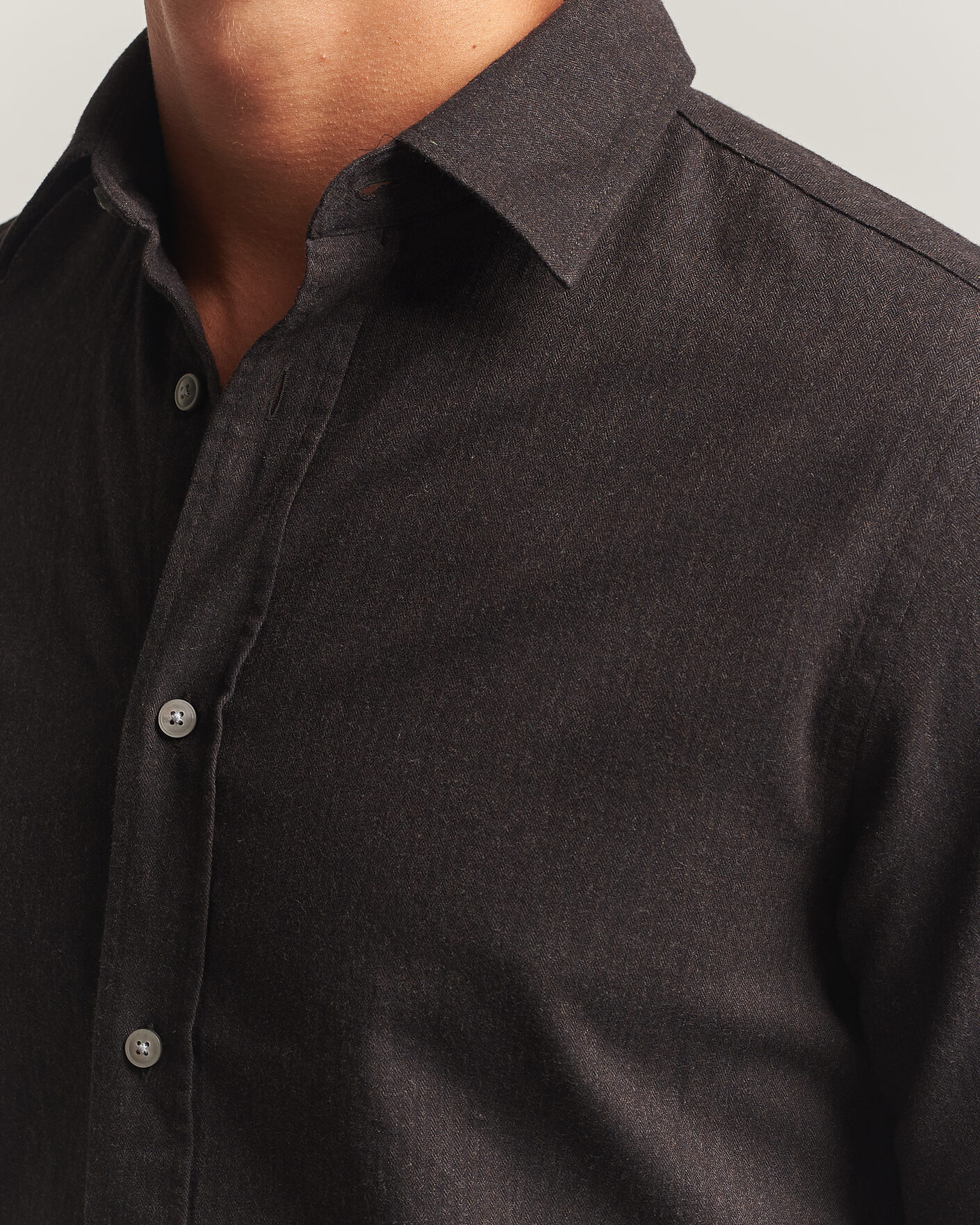 Uomini | Camicie | Tiger of Sweden | Bjorn Brushed Cotton Shirt Espresso