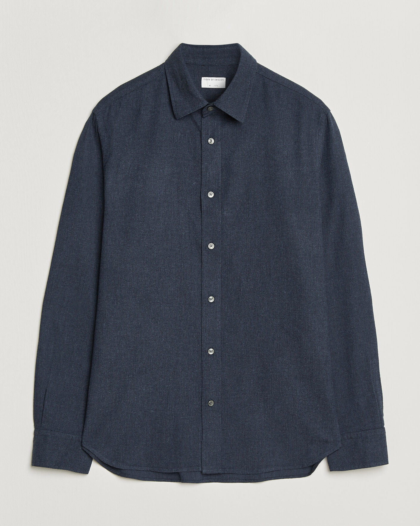 Uomini | Camicie | Tiger of Sweden | Bjorn Brushed Cotton Shirt Steel Blue