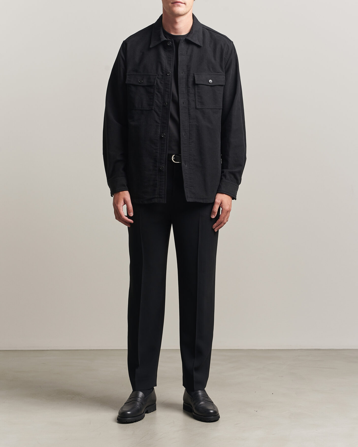 Uomini | Camicie | Tiger of Sweden | Bishop Cotton Overshirt Black