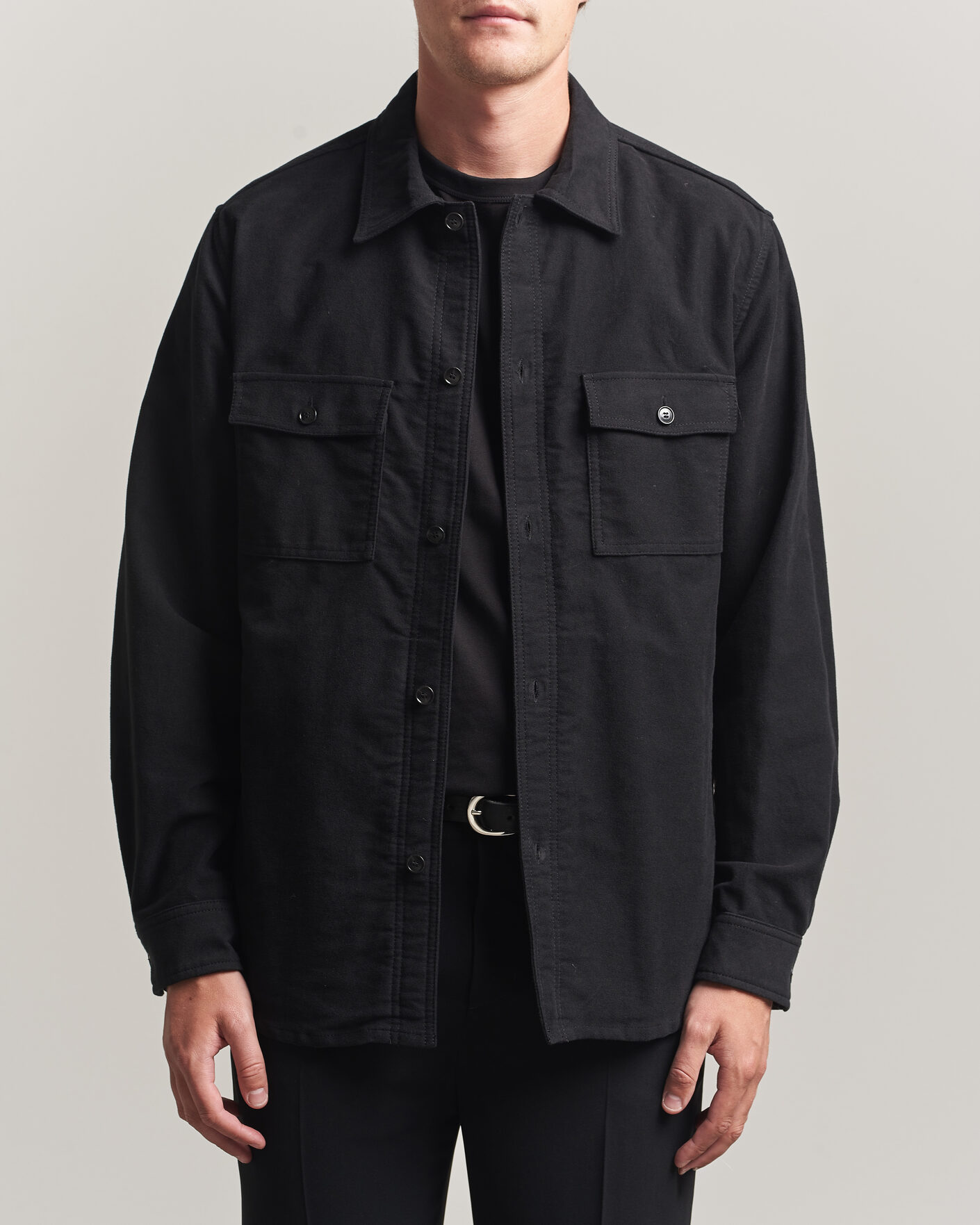 Uomini | Camicie | Tiger of Sweden | Bishop Cotton Overshirt Black