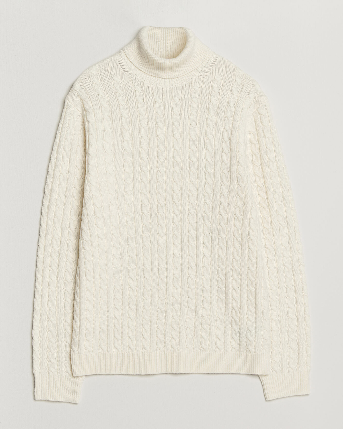 Uomini | Maglieria | Tiger of Sweden | Wilde Wool/Cashmere Cable Turtleneck Porcelain Cream