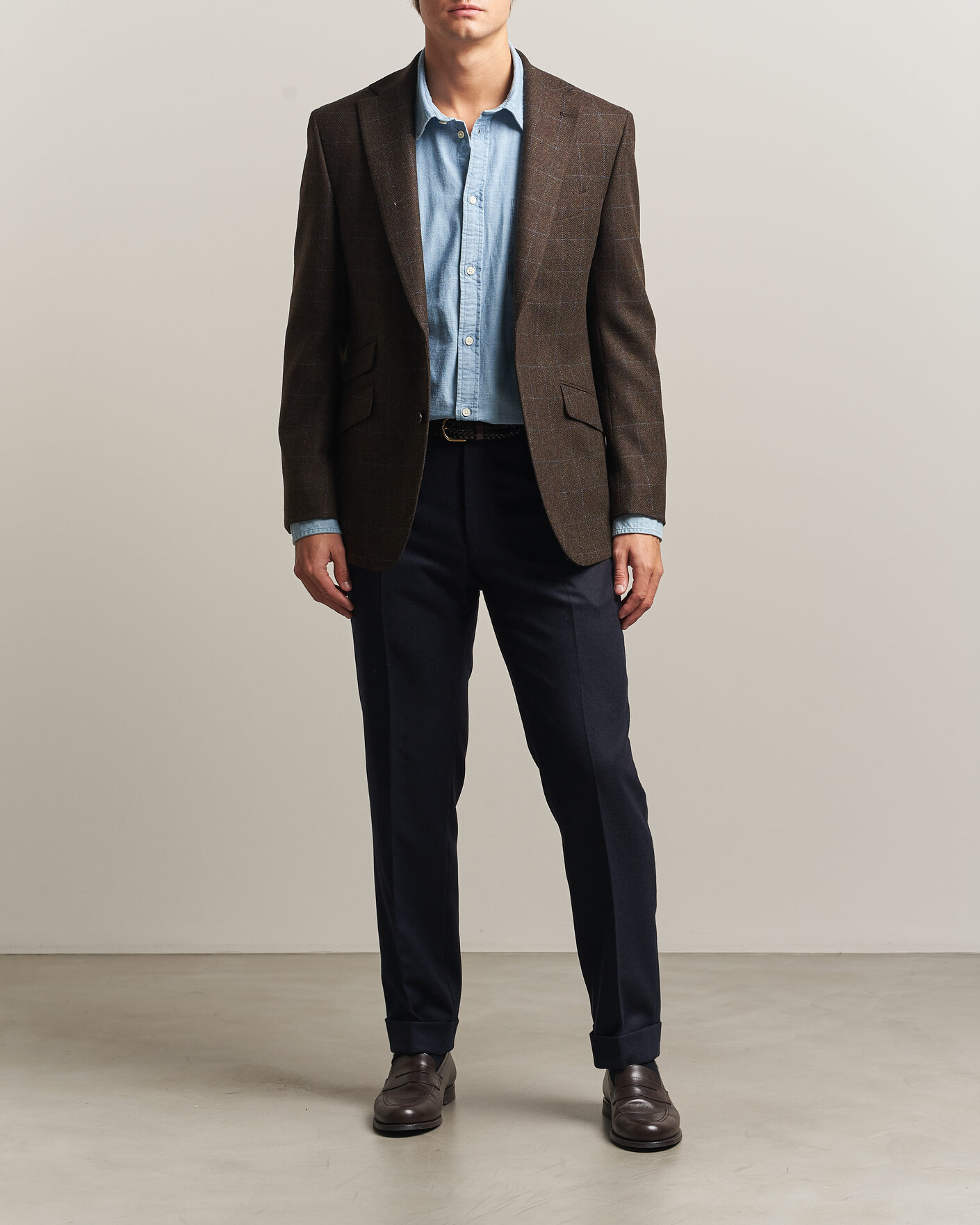 Uomini | Blazers | Walker Slater | Edward Lambswool Windowpane Blazer Brown
