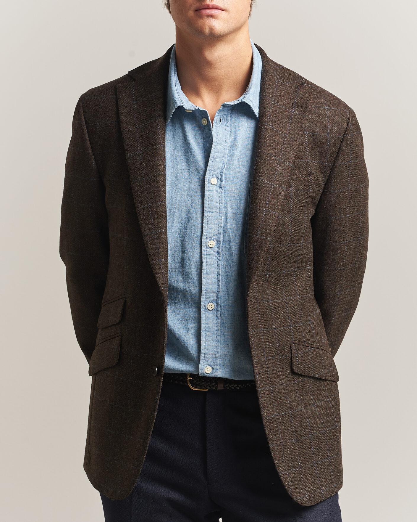 Uomini | Blazers | Walker Slater | Edward Lambswool Windowpane Blazer Brown