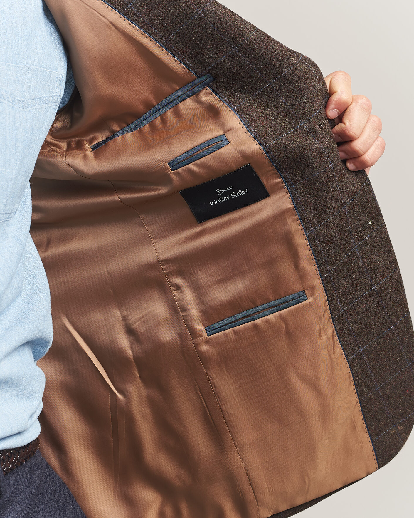 Uomini | Blazers | Walker Slater | Edward Lambswool Windowpane Blazer Brown