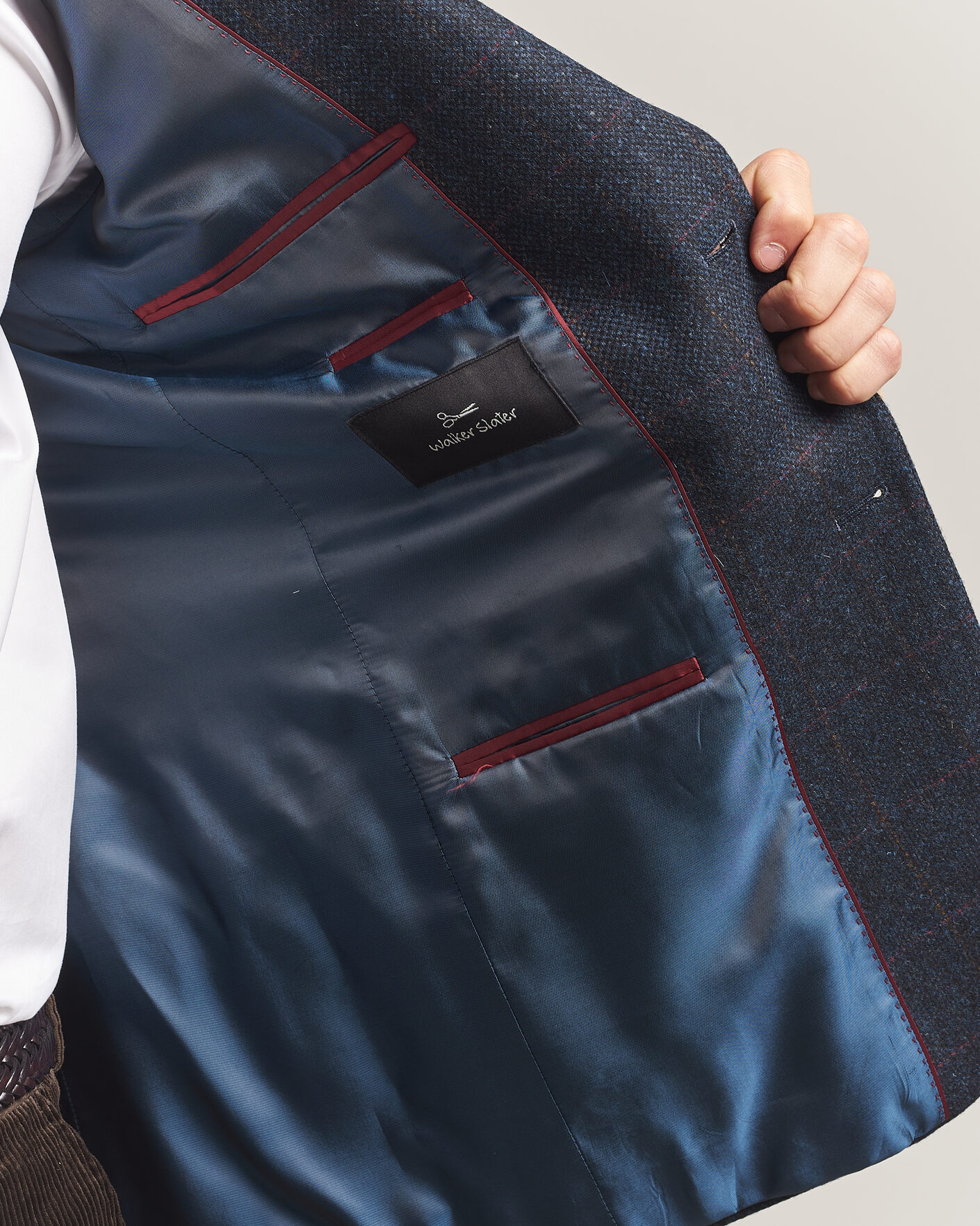 Uomini | Blazers | Walker Slater | Edward Lambswool Windowpane Blazer Navy