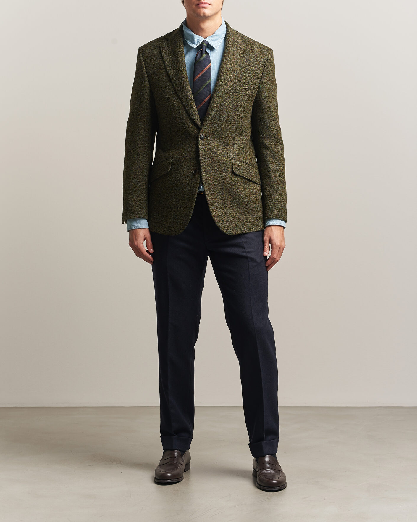 Uomini | Blazers | Walker Slater | Edward Harris Tweed Herringbone Blazer Green