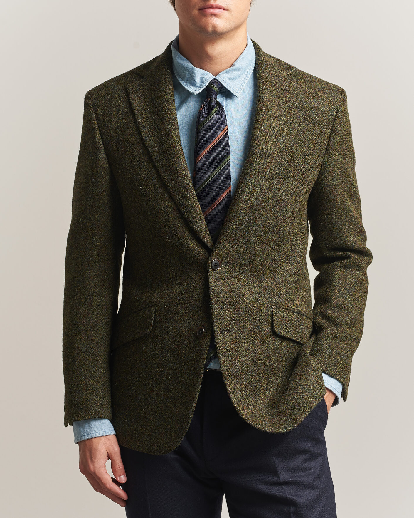 Uomini | Blazers | Walker Slater | Edward Harris Tweed Herringbone Blazer Green