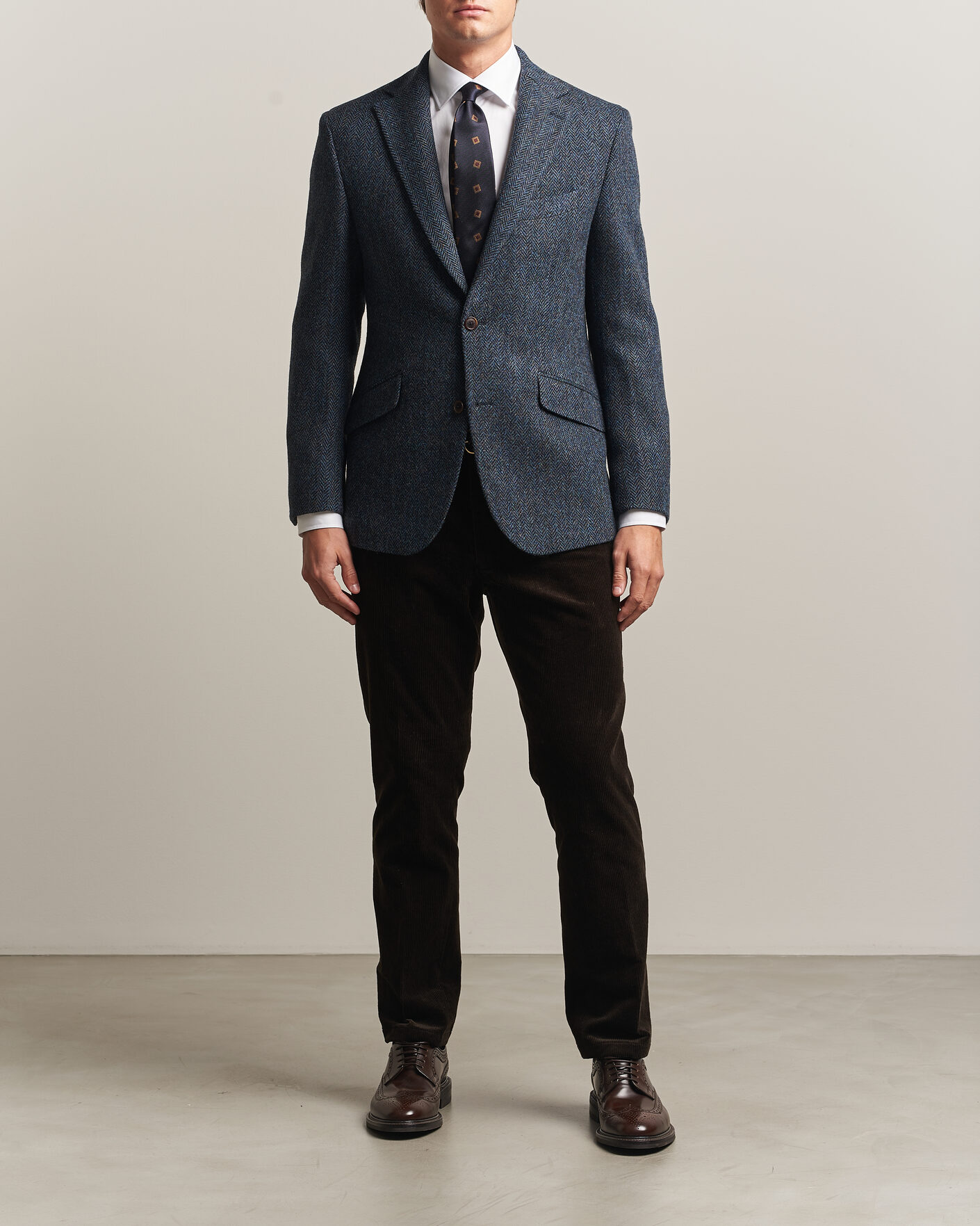 Uomini | Blazers | Walker Slater | Edward Harris Tweed Herringbone Blazer Navy