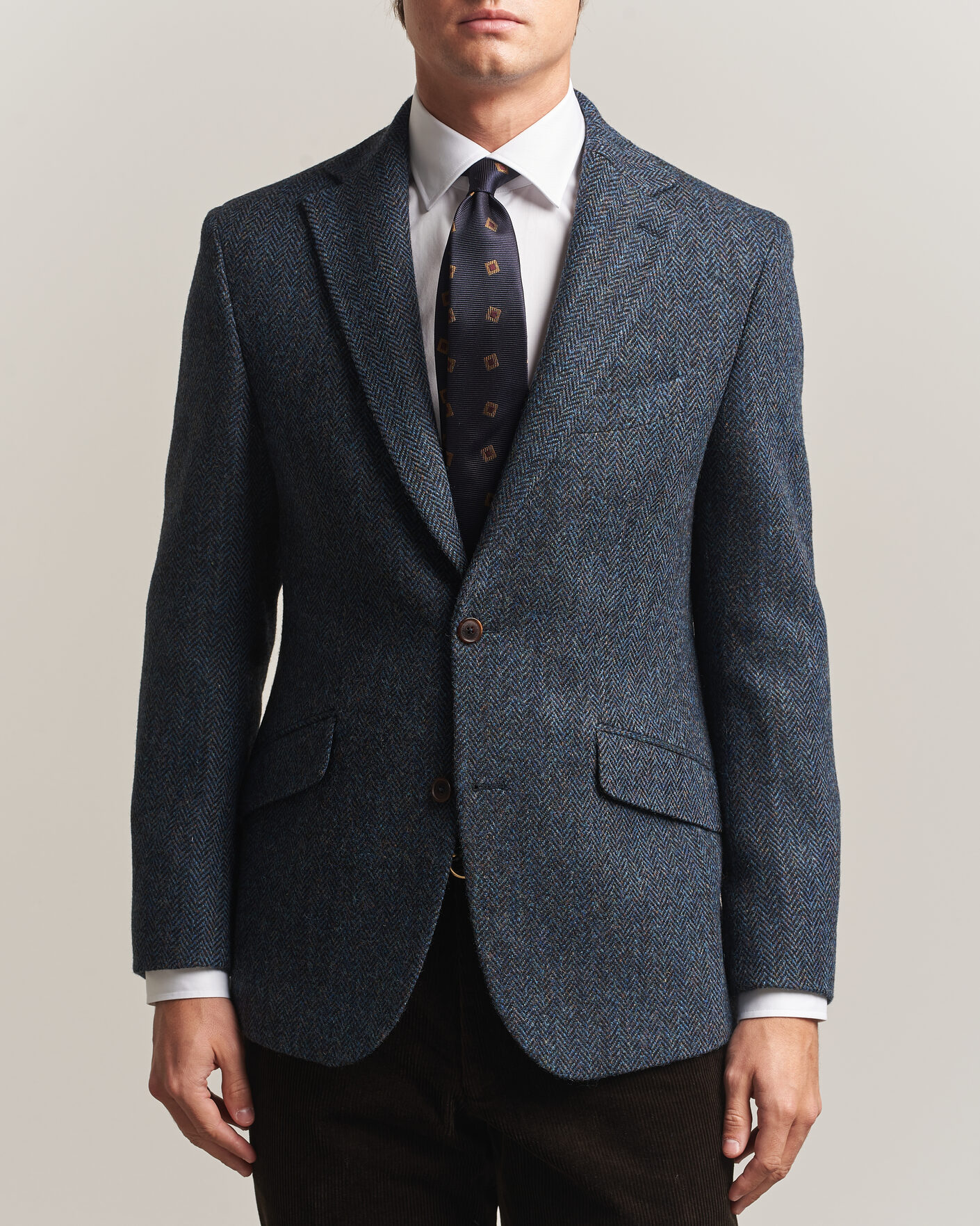 Uomini | Blazers | Walker Slater | Edward Harris Tweed Herringbone Blazer Navy