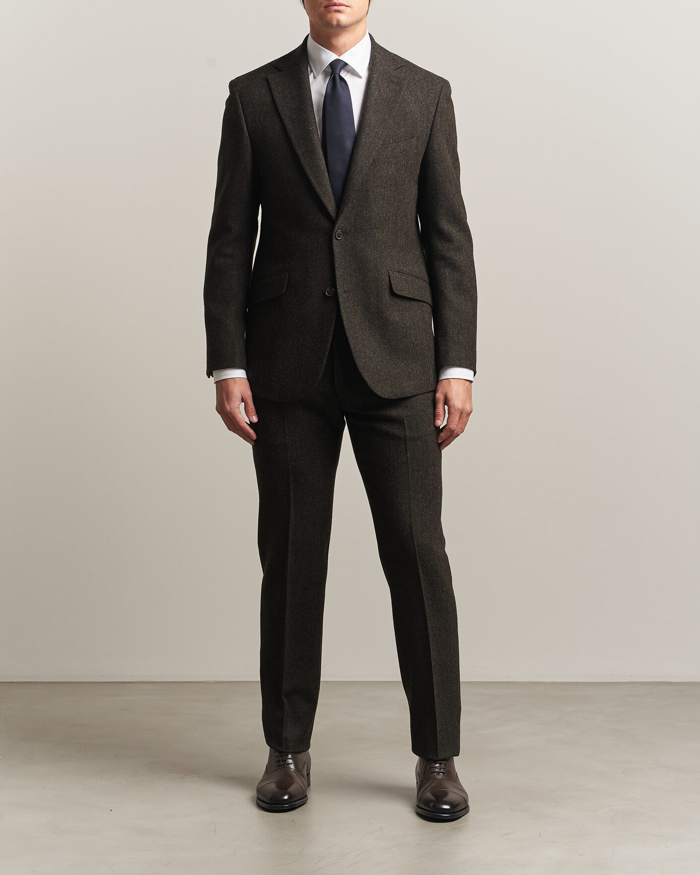 Uomini | Pantaloni | Walker Slater | Edward Shetland Wool Donegal Trousers Brown