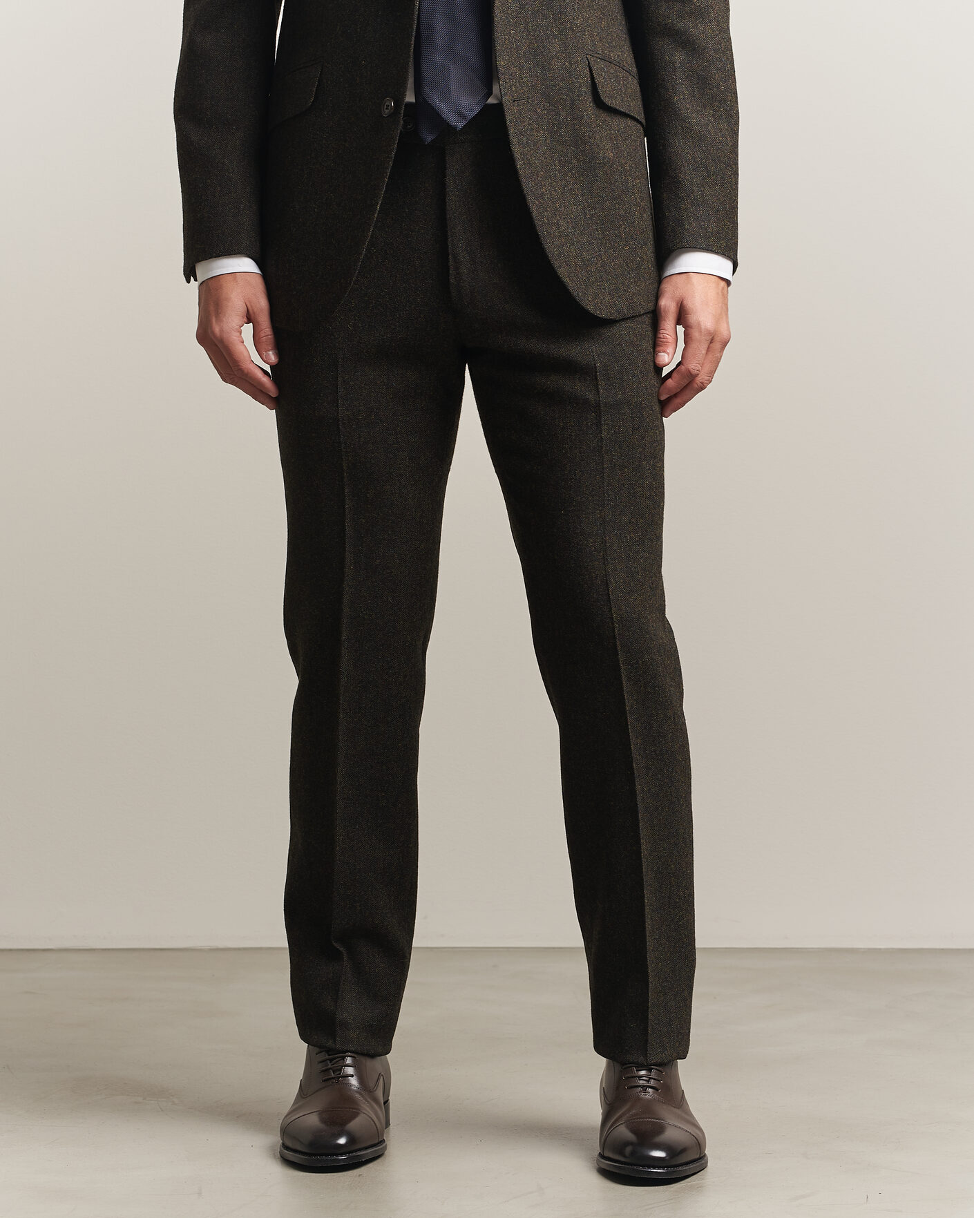 Uomini | Pantaloni | Walker Slater | Edward Shetland Wool Donegal Trousers Brown
