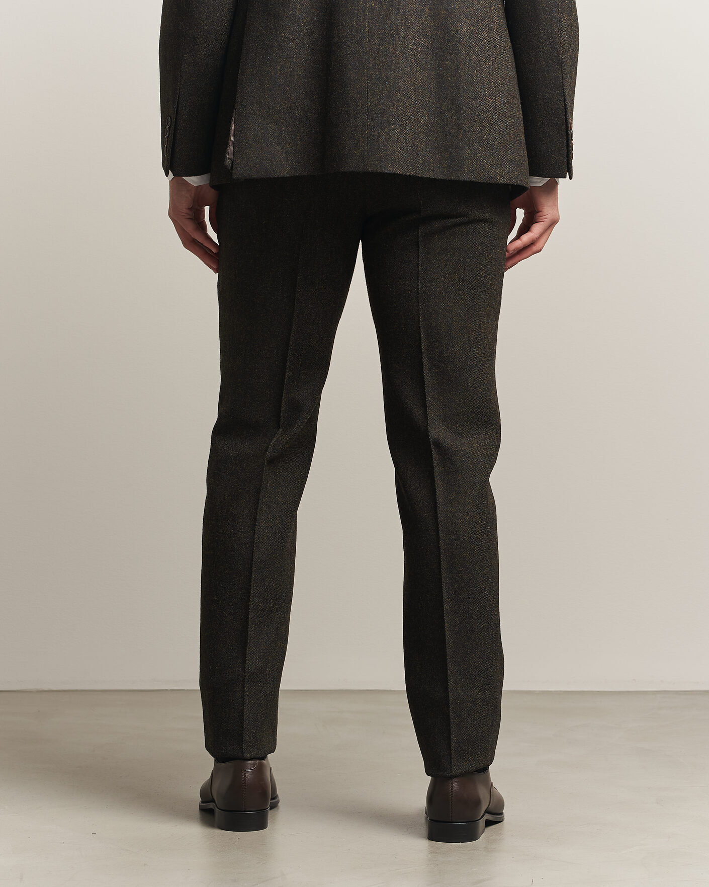 Uomini | Pantaloni | Walker Slater | Edward Shetland Wool Donegal Trousers Brown
