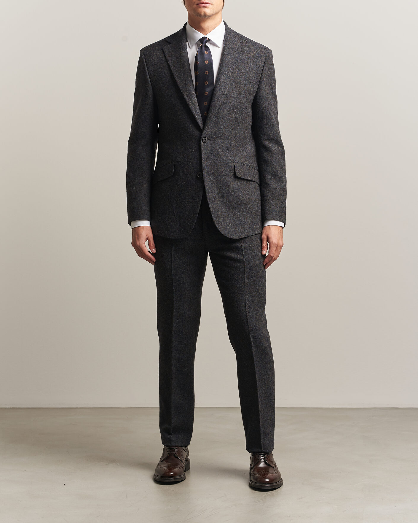Uomini | Pantaloni | Walker Slater | Edward Shetland Wool Donegal Trousers Navy