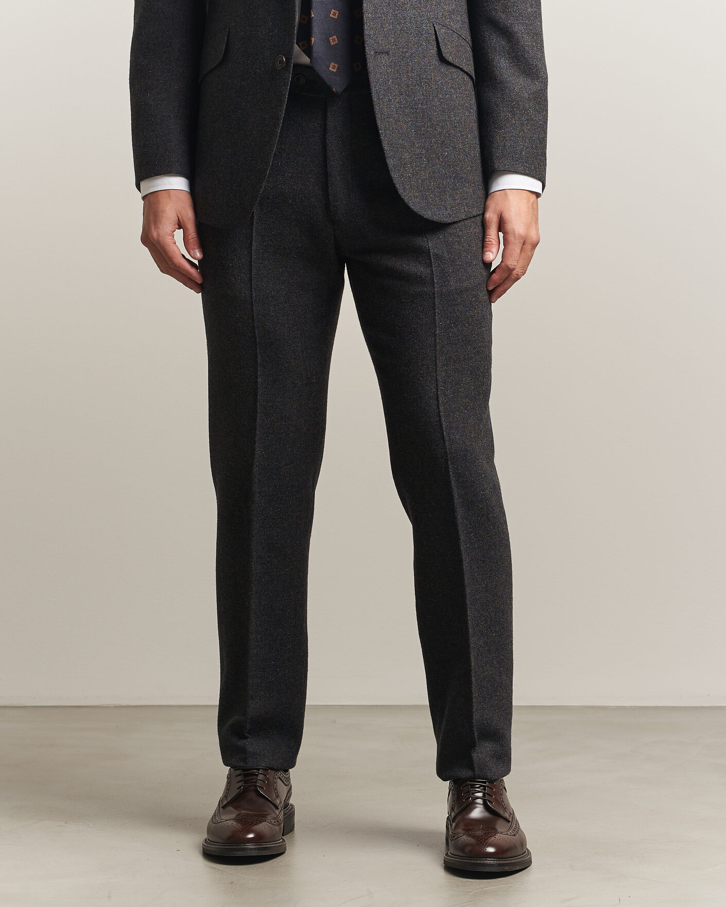 Uomini | Pantaloni | Walker Slater | Edward Shetland Wool Donegal Trousers Navy