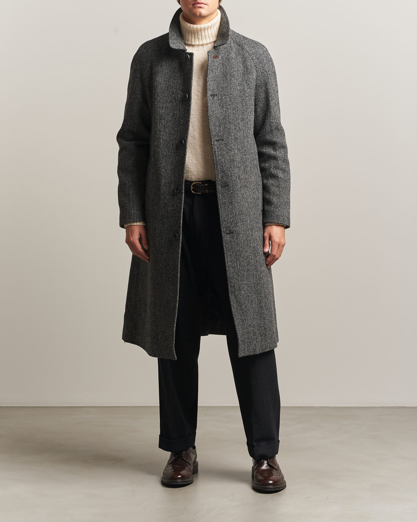 Uomini | Giacche | Walker Slater | Sherlock Harris Tweed Herringbone Coat Charcoal