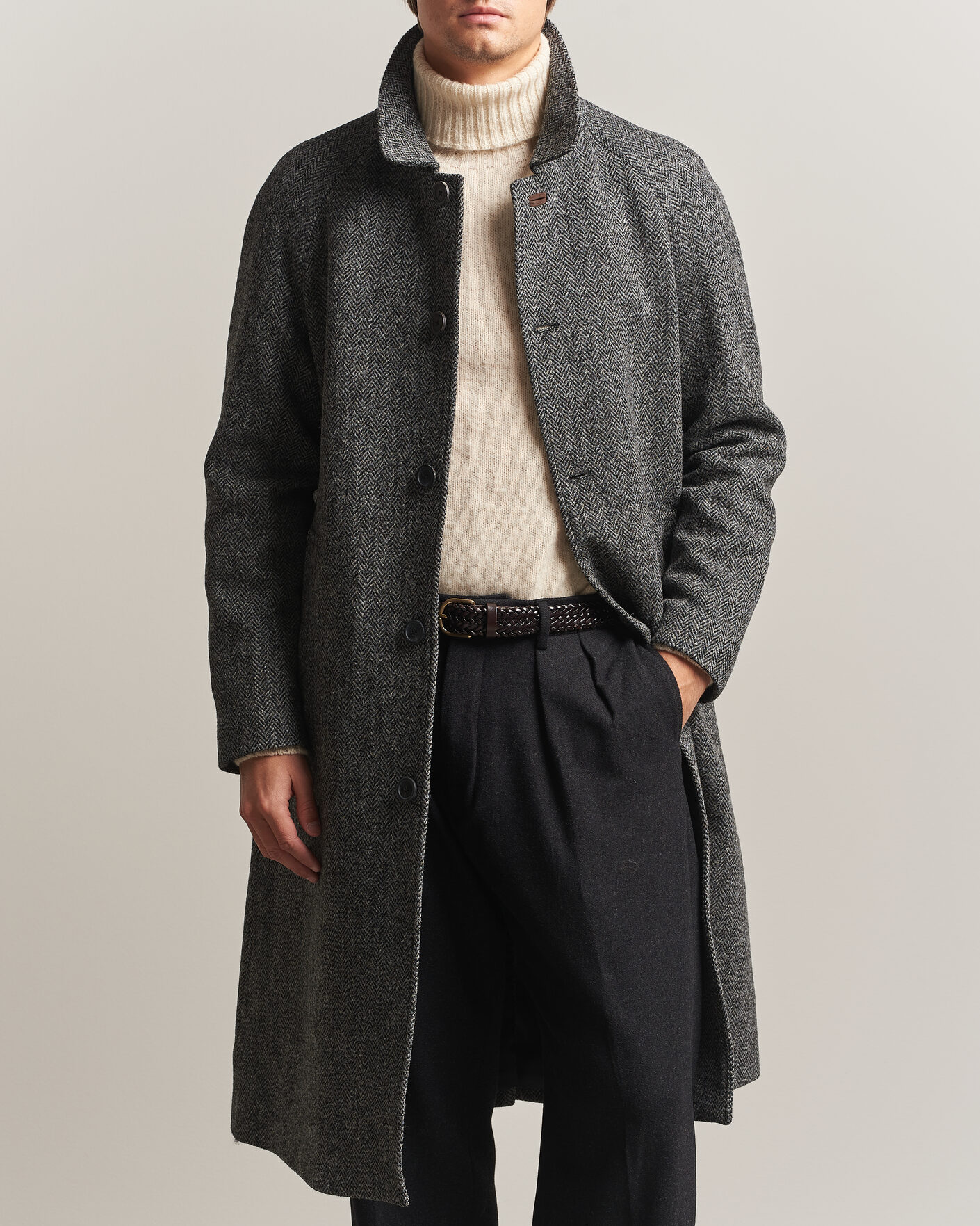 Uomini | Giacche | Walker Slater | Sherlock Harris Tweed Herringbone Coat Charcoal