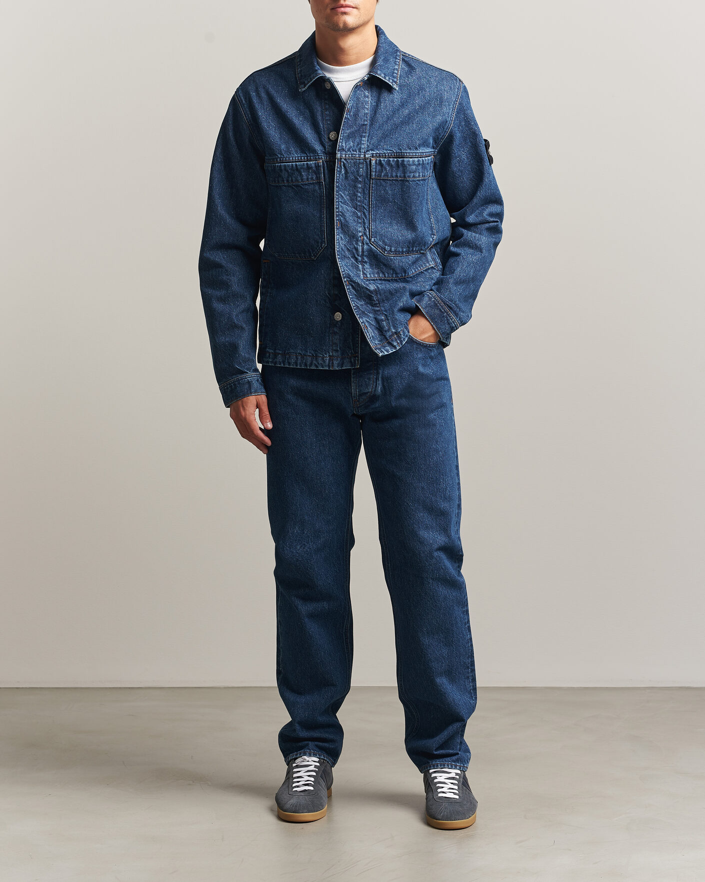 Uomini | Giacche | Stone Island | Indigo Denim Coach Jacket Blue Medium Wash