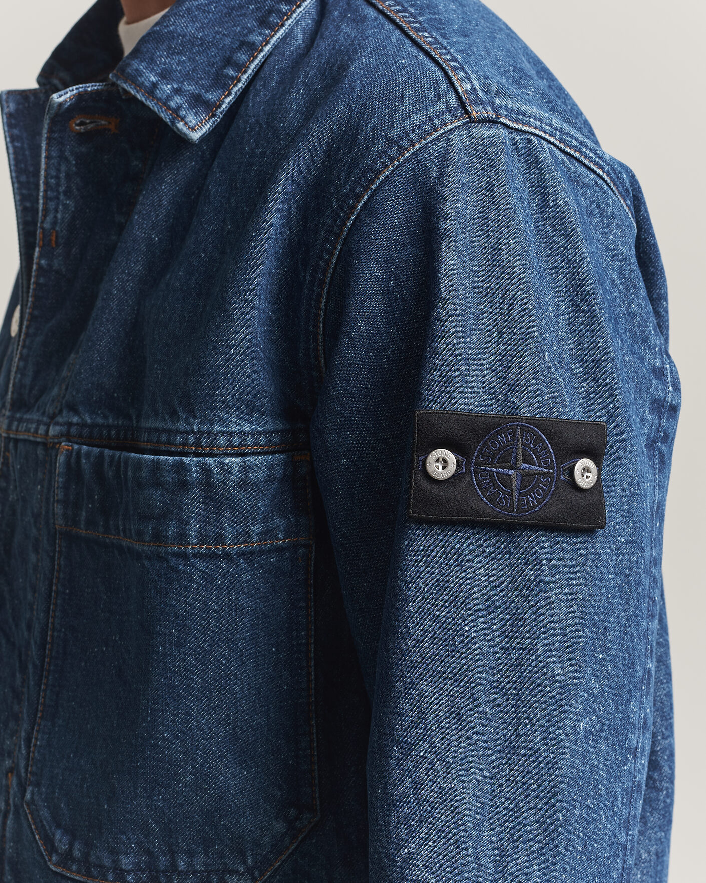 Uomini | Giacche | Stone Island | Indigo Denim Coach Jacket Blue Medium Wash
