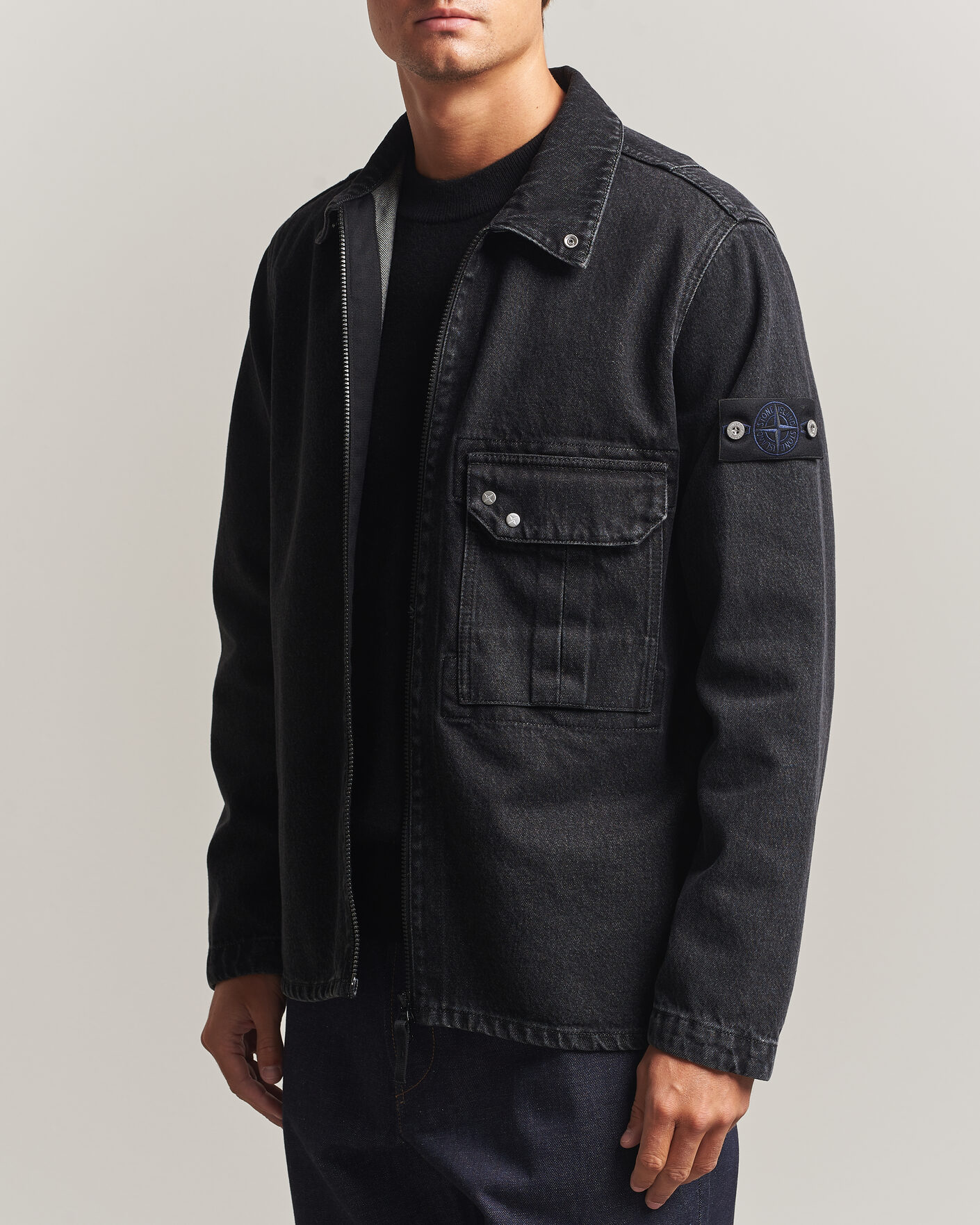 Uomini | Camicie | Stone Island | Denim Overshirt Black Medium Wash