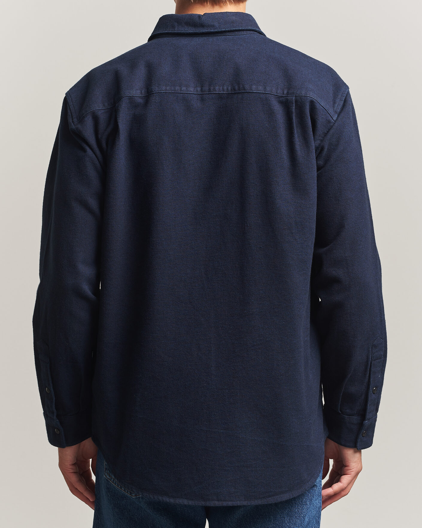 Uomini | Camicie | Stone Island | Organic Cotton Flannel Denim Shirt Indigo