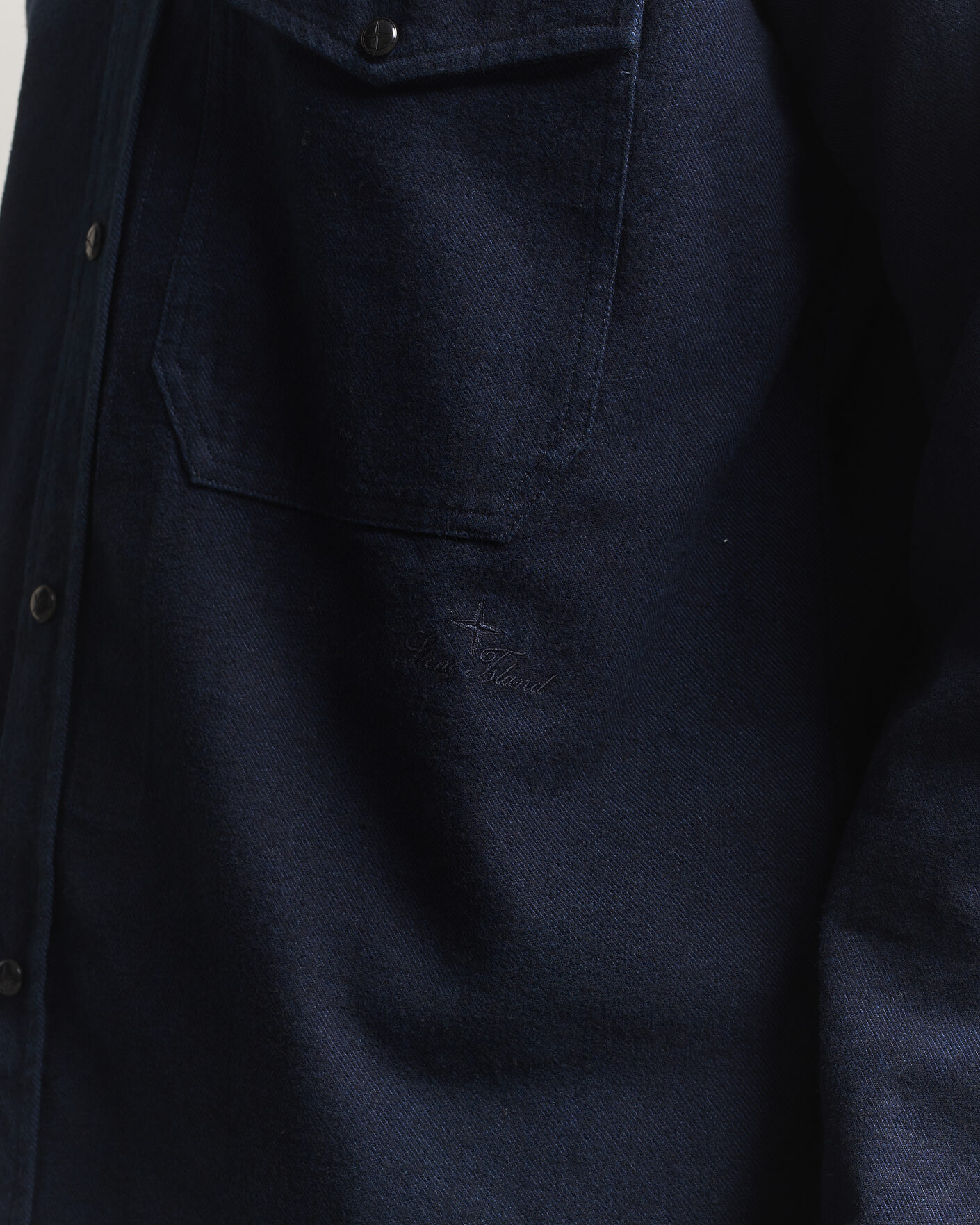 Uomini | Camicie | Stone Island | Organic Cotton Flannel Denim Shirt Indigo