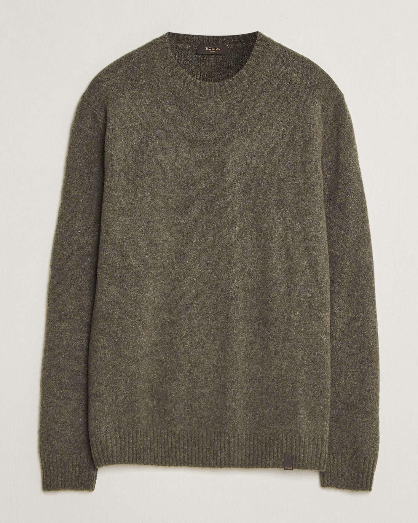 Uomini | Maglieria | Zanone | Wool Boucle Crew Neck Forest Green