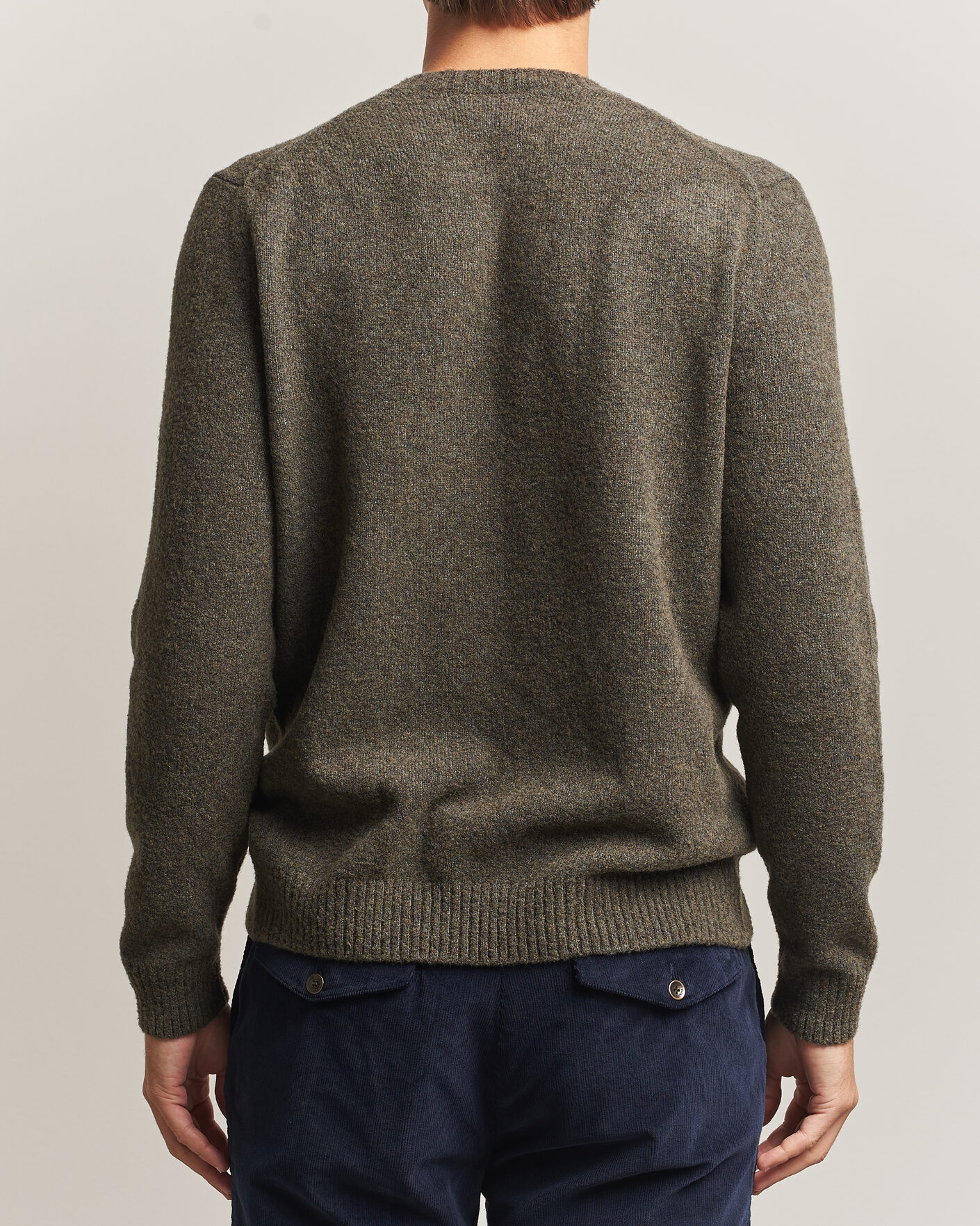 Uomini | Maglieria | Zanone | Wool Boucle Crew Neck Forest Green