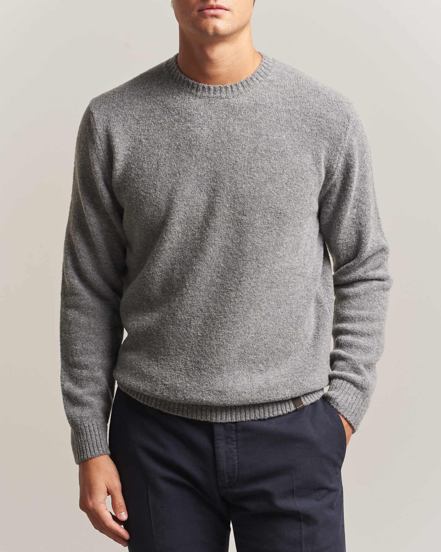 Uomini | Maglieria | Zanone | Wool Boucle Crew Neck Grey Melange