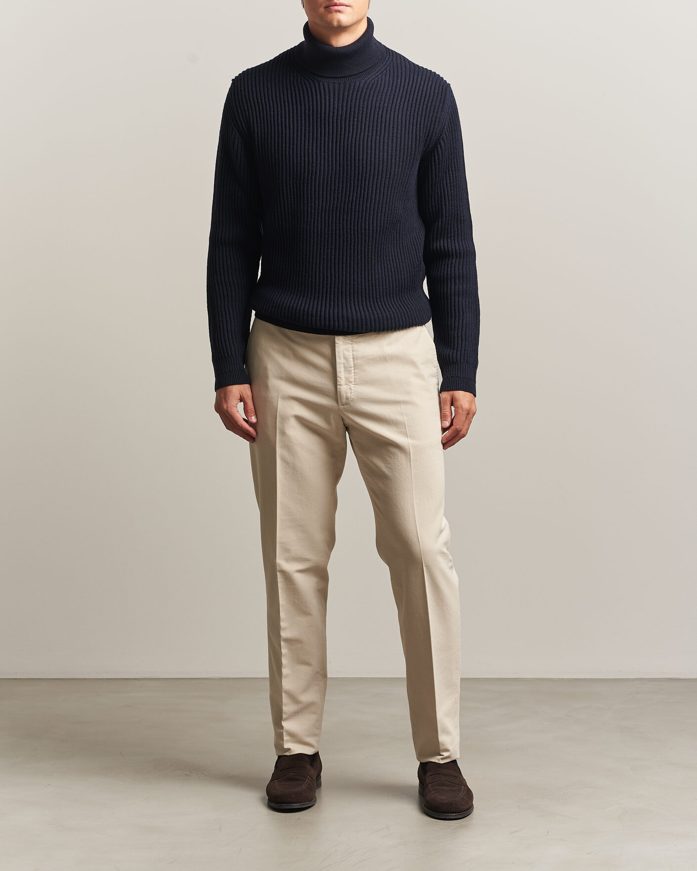 Uomini | Maglieria | Zanone | Fishermans Rib Rollneck Navy