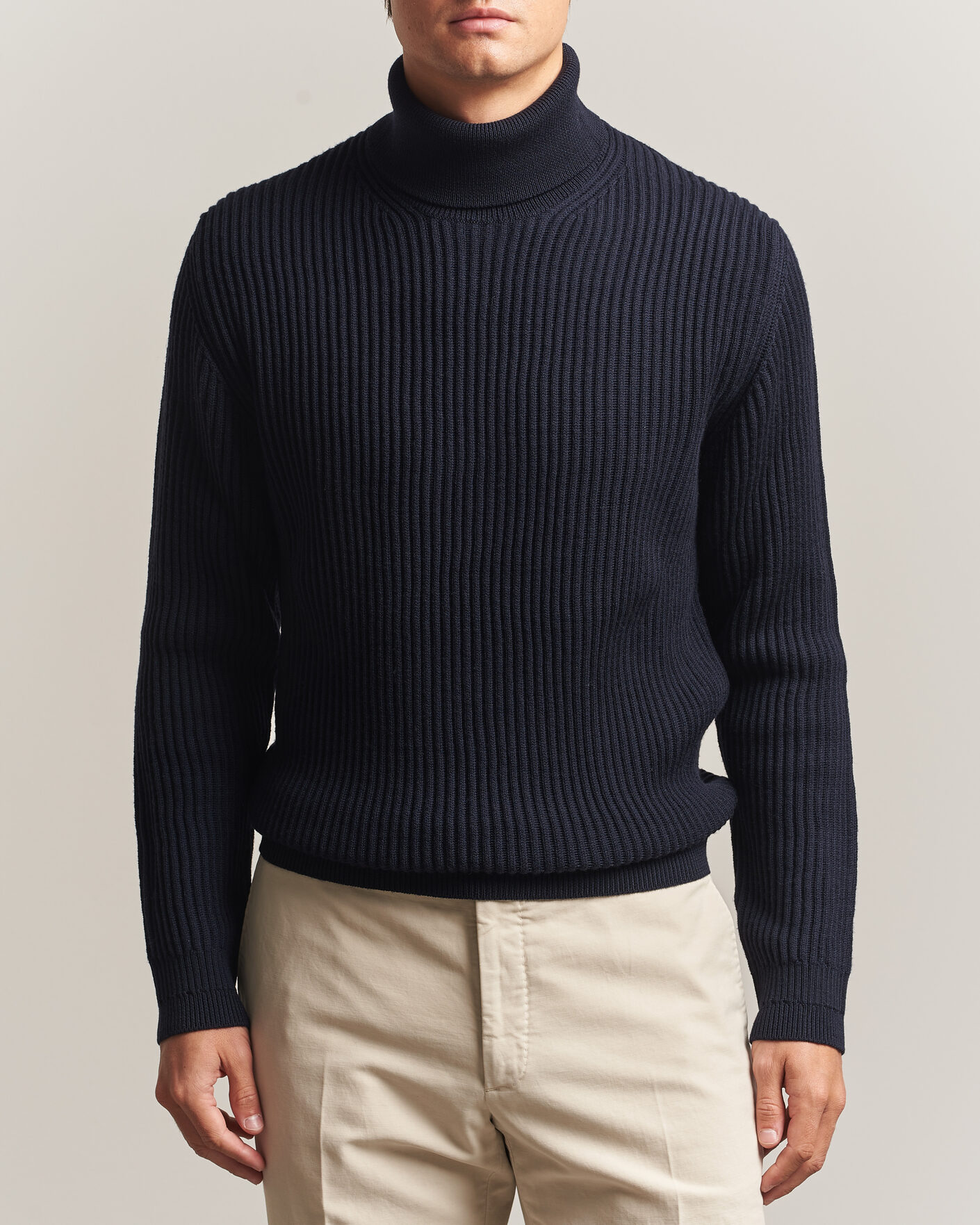 Uomini | Maglieria | Zanone | Fishermans Rib Rollneck Navy