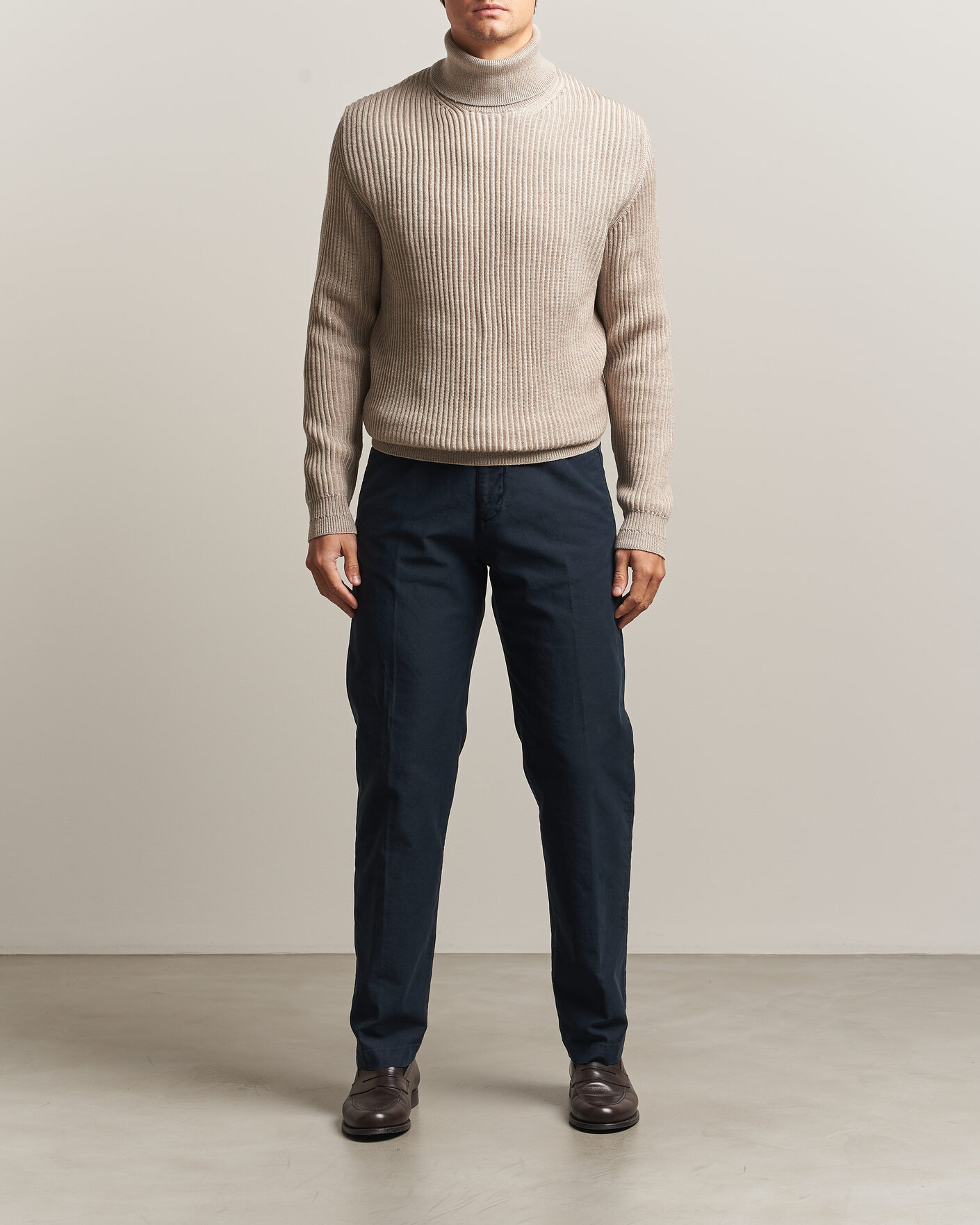 Uomini | Maglieria | Zanone | Fishermans Rib Rollneck Beige