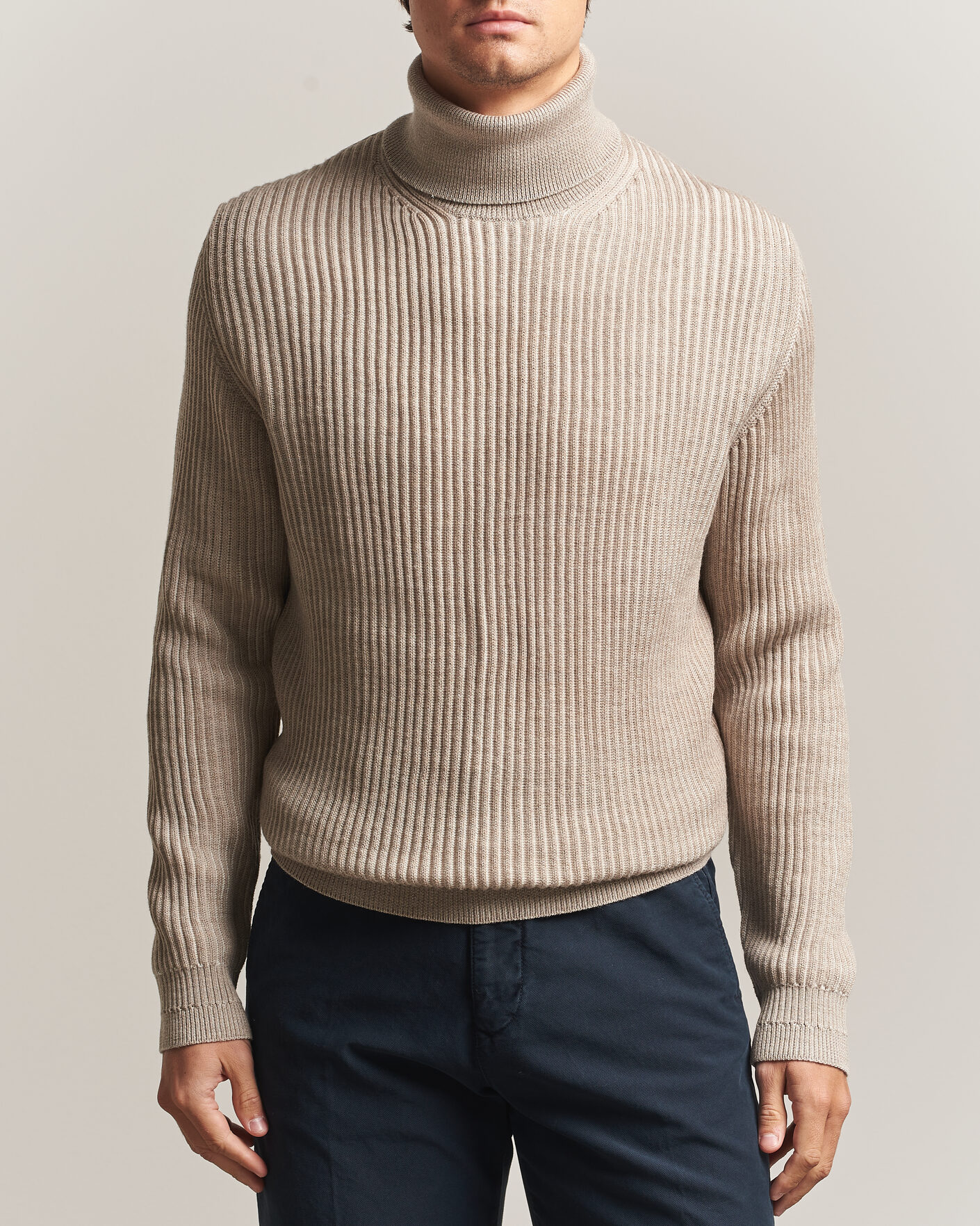 Uomini | Maglieria | Zanone | Fishermans Rib Rollneck Beige