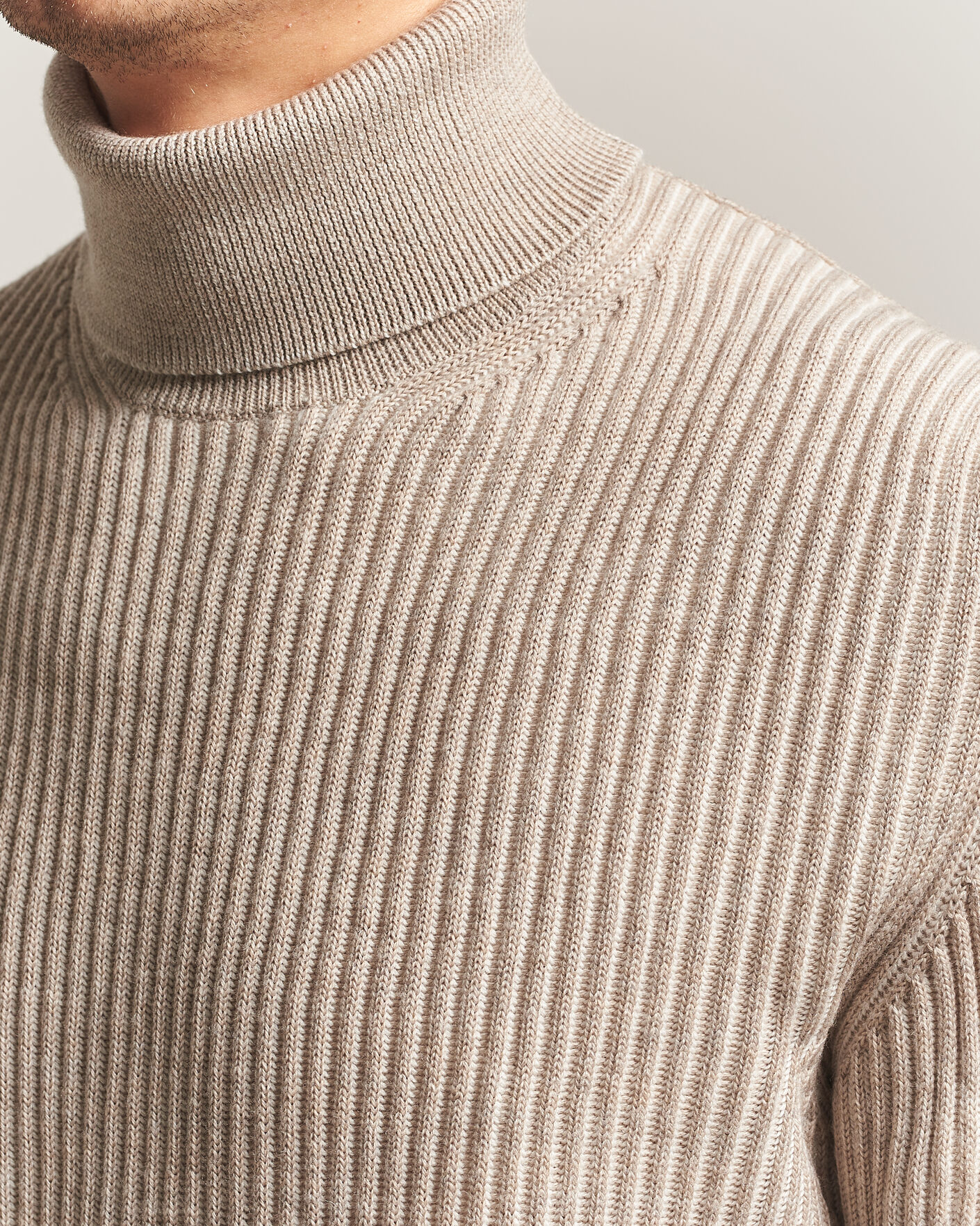 Uomini | Maglieria | Zanone | Fishermans Rib Rollneck Beige