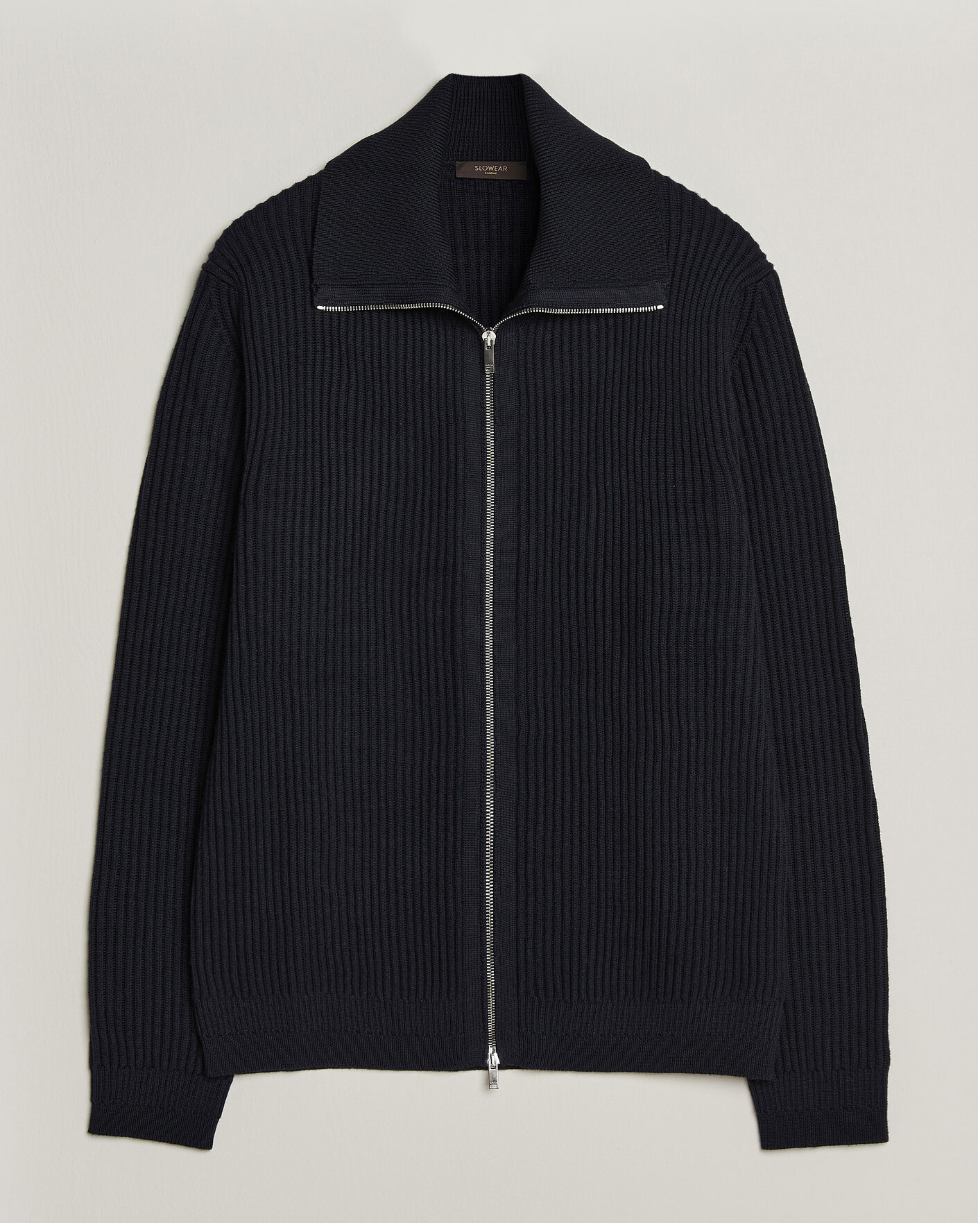 Uomini | Maglieria | Zanone | Fishermans Rib Full Zip Cardigan Navy