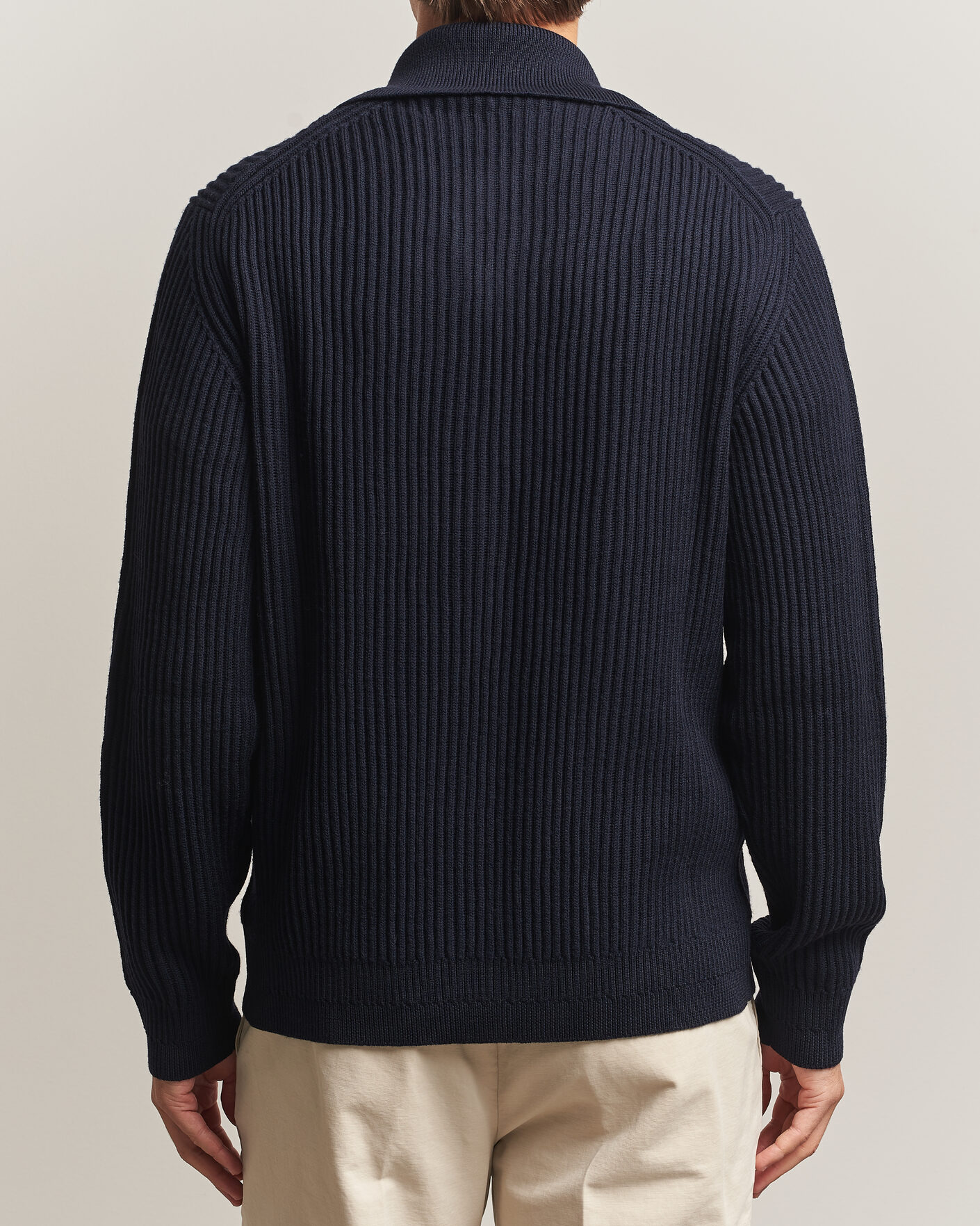 Uomini | Maglieria | Zanone | Fishermans Rib Full Zip Cardigan Navy