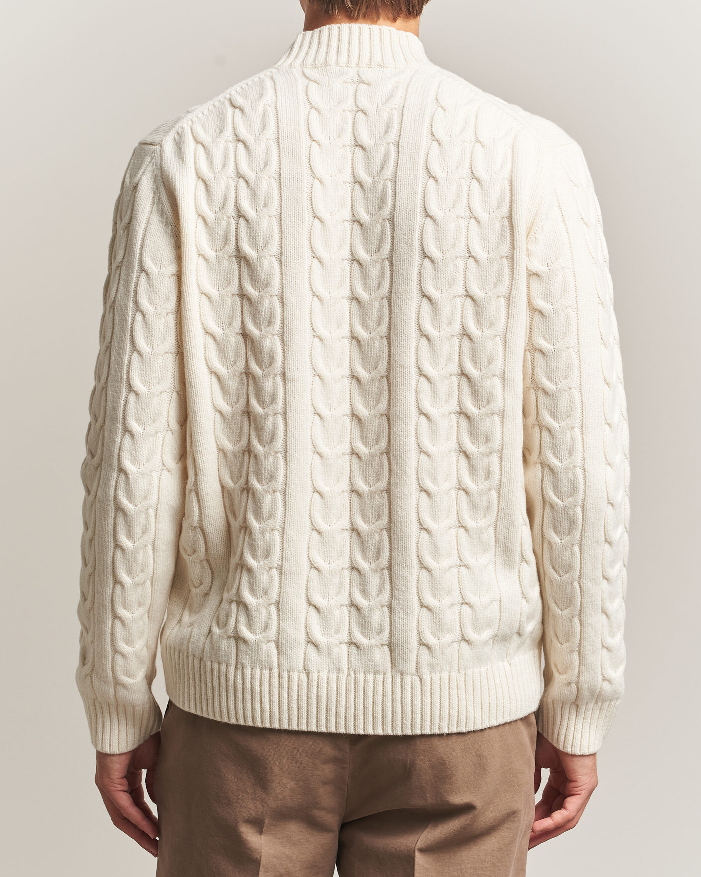 Uomini | Maglieria | Zanone | Double Cable Crew Neck Latte