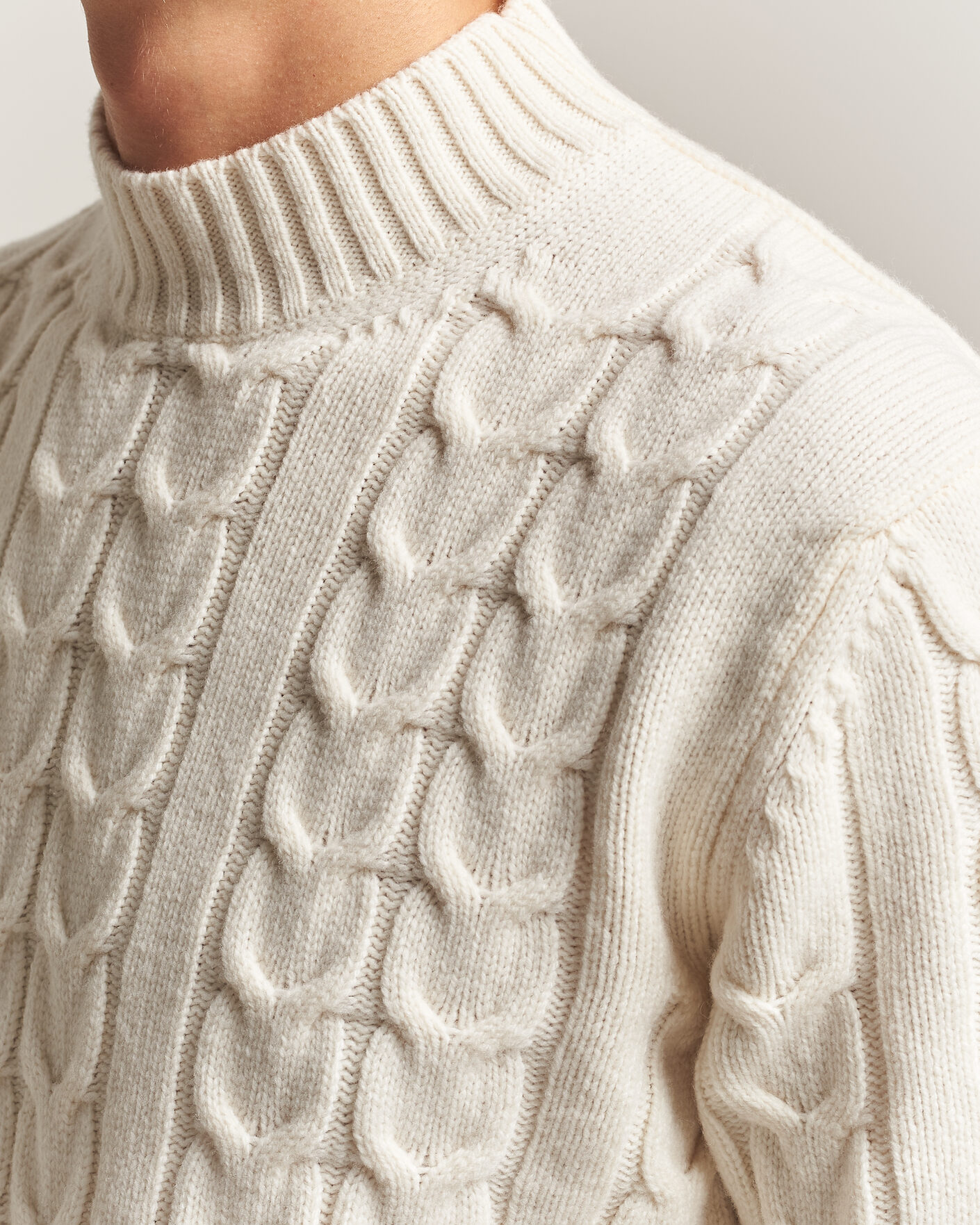 Uomini | Maglieria | Zanone | Double Cable Crew Neck Latte