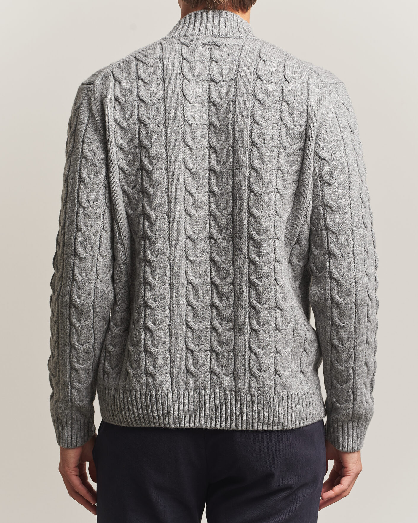 Uomini | Maglieria | Zanone | Double Cable Crew Neck Grey Melange