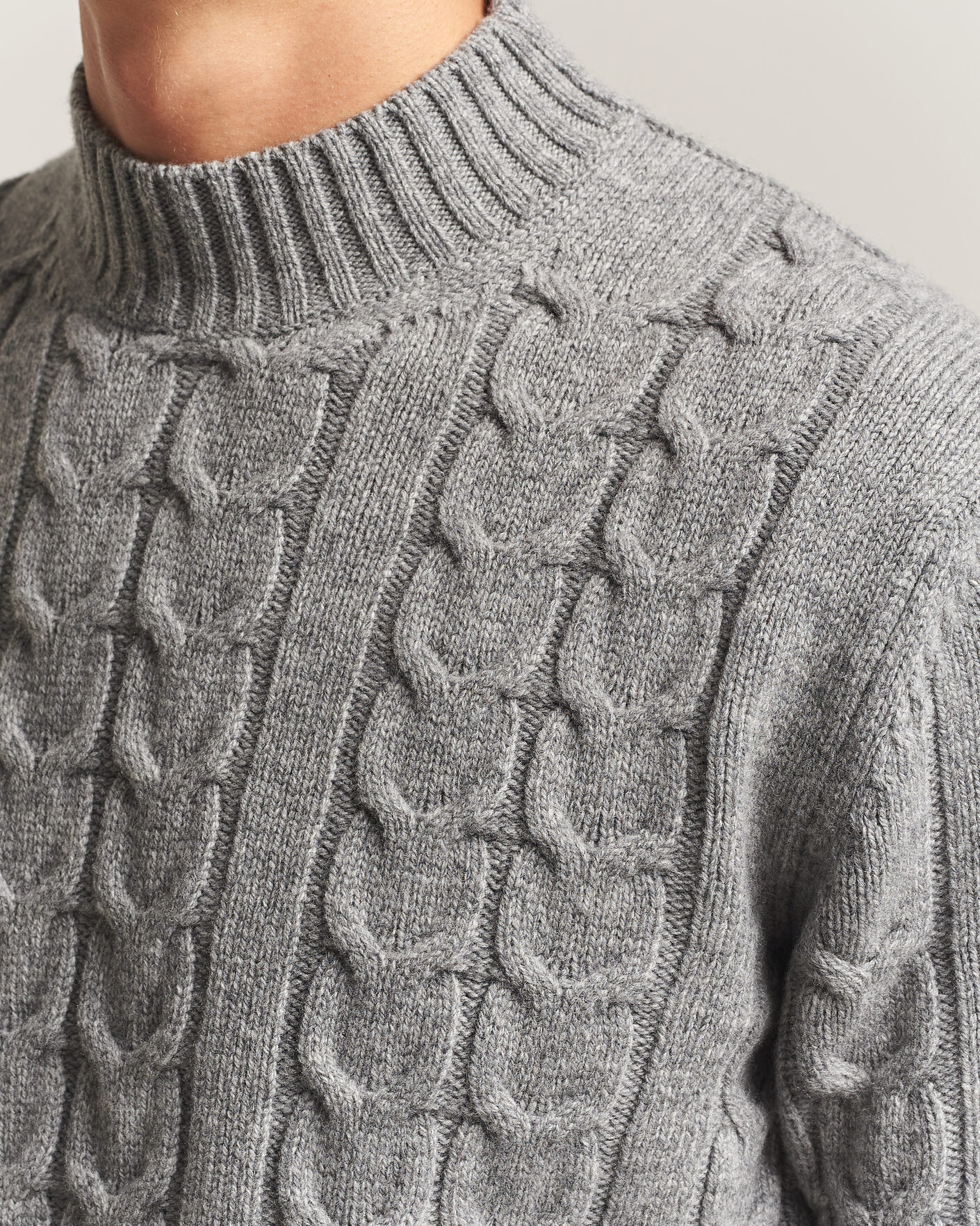 Uomini | Maglieria | Zanone | Double Cable Crew Neck Grey Melange