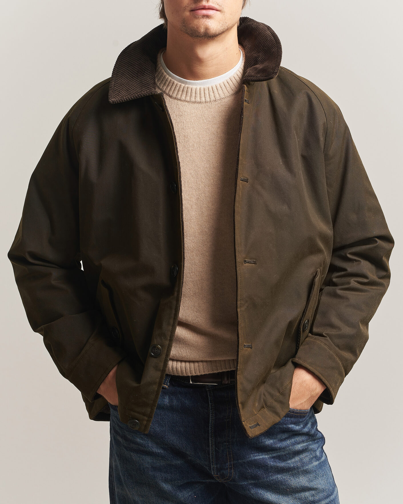 Uomini | Giacche | Baracuta | Waxed Sherling Lined Deck Jacket Deep Moss
