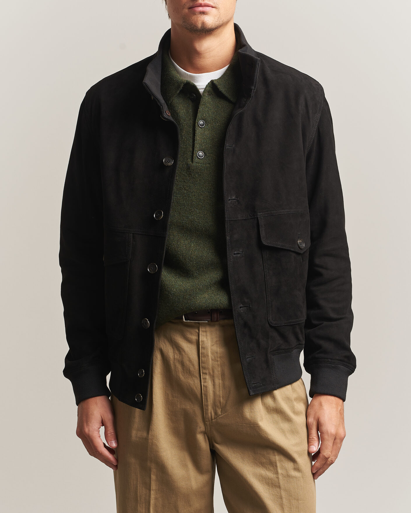 Uomini | Giacche | Baracuta | Suede Blouson Jacket Black
