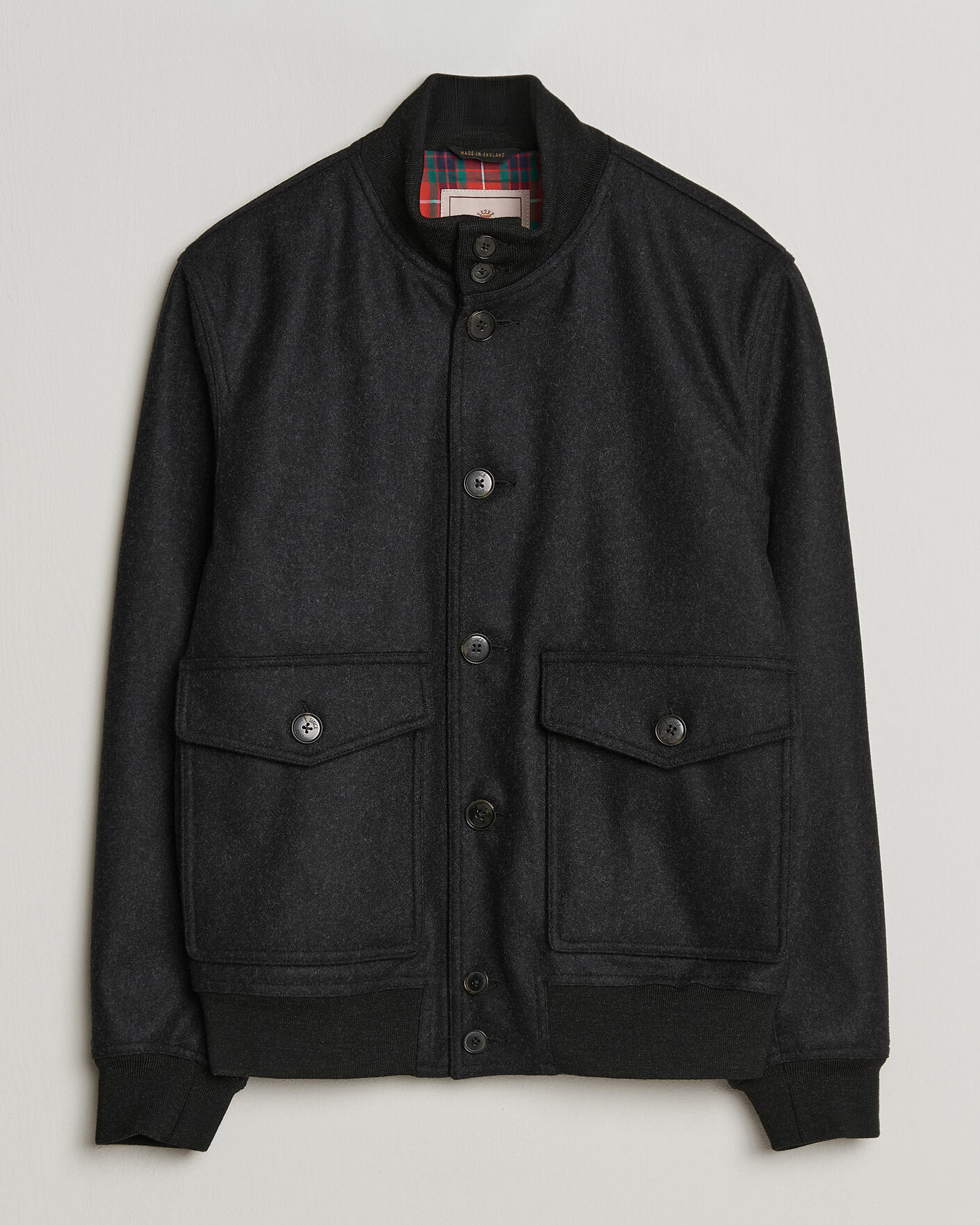 Uomini | Giacche | Baracuta | Melton Wool Blouson Jacket Charcoal