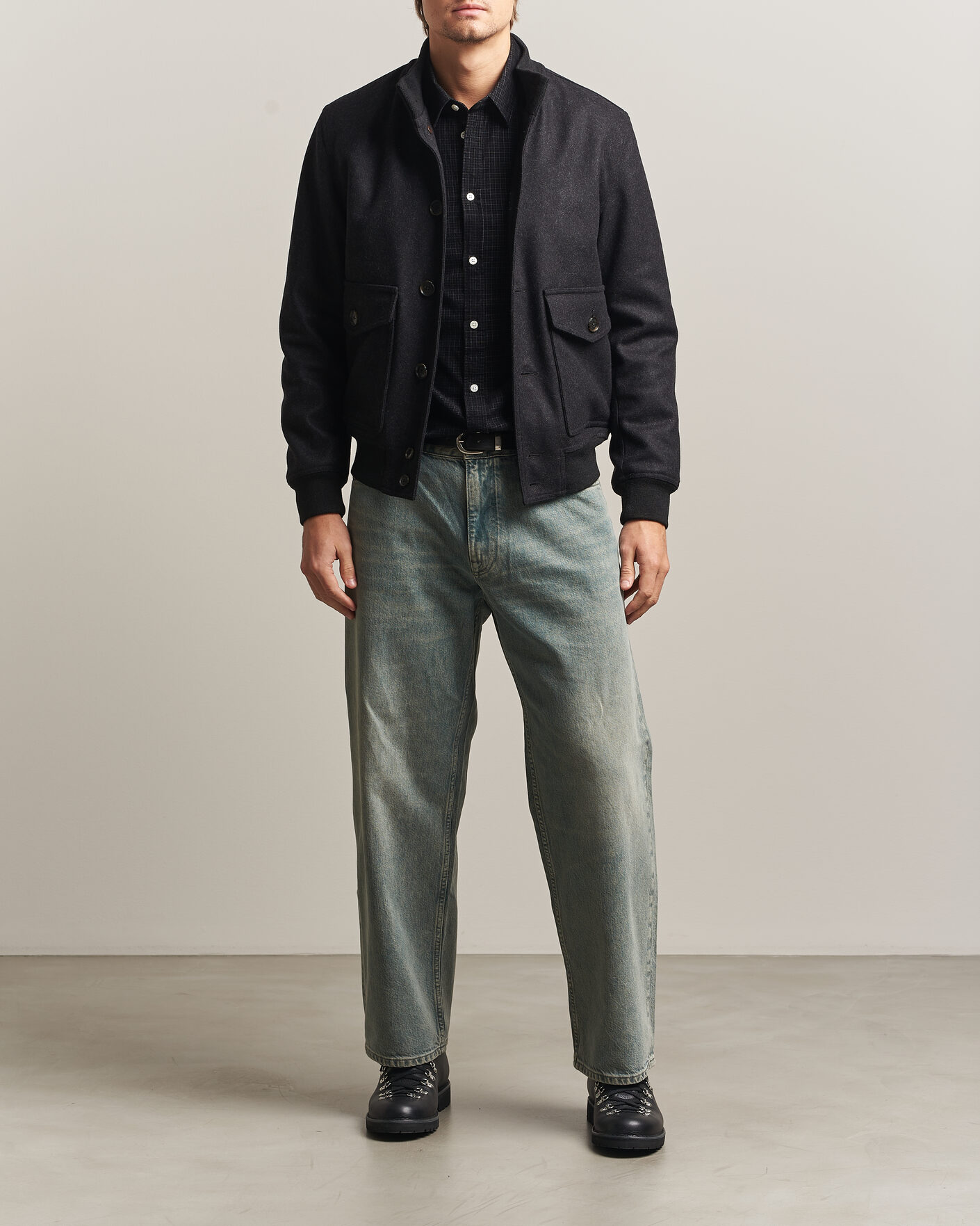 Uomini | Giacche | Baracuta | Melton Wool Blouson Jacket Charcoal