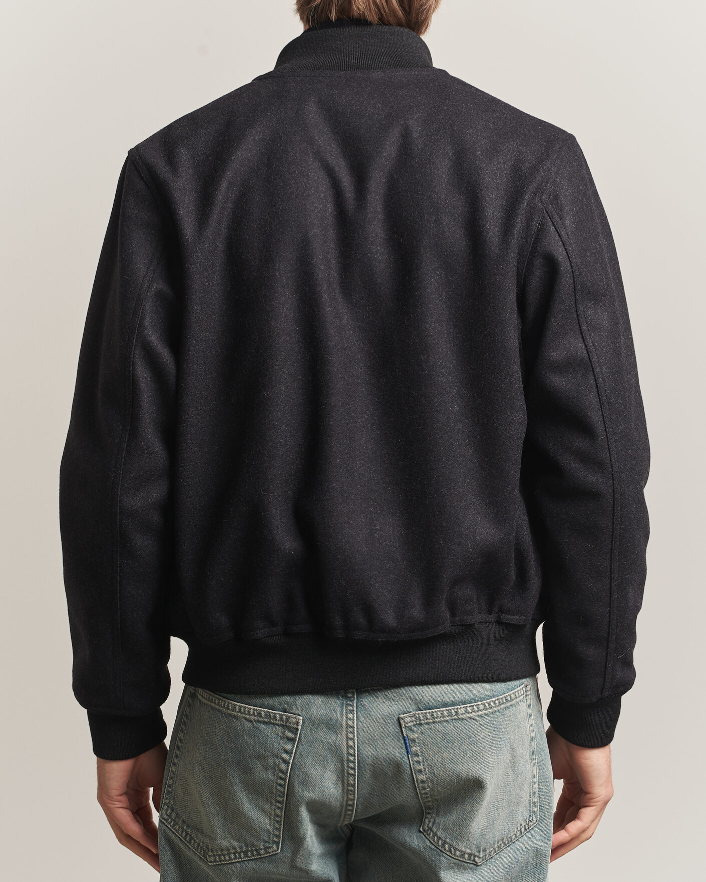 Uomini | Giacche | Baracuta | Melton Wool Blouson Jacket Charcoal